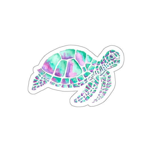 Sea Turtle in Teal and Purple Kiss-Cut Stickers