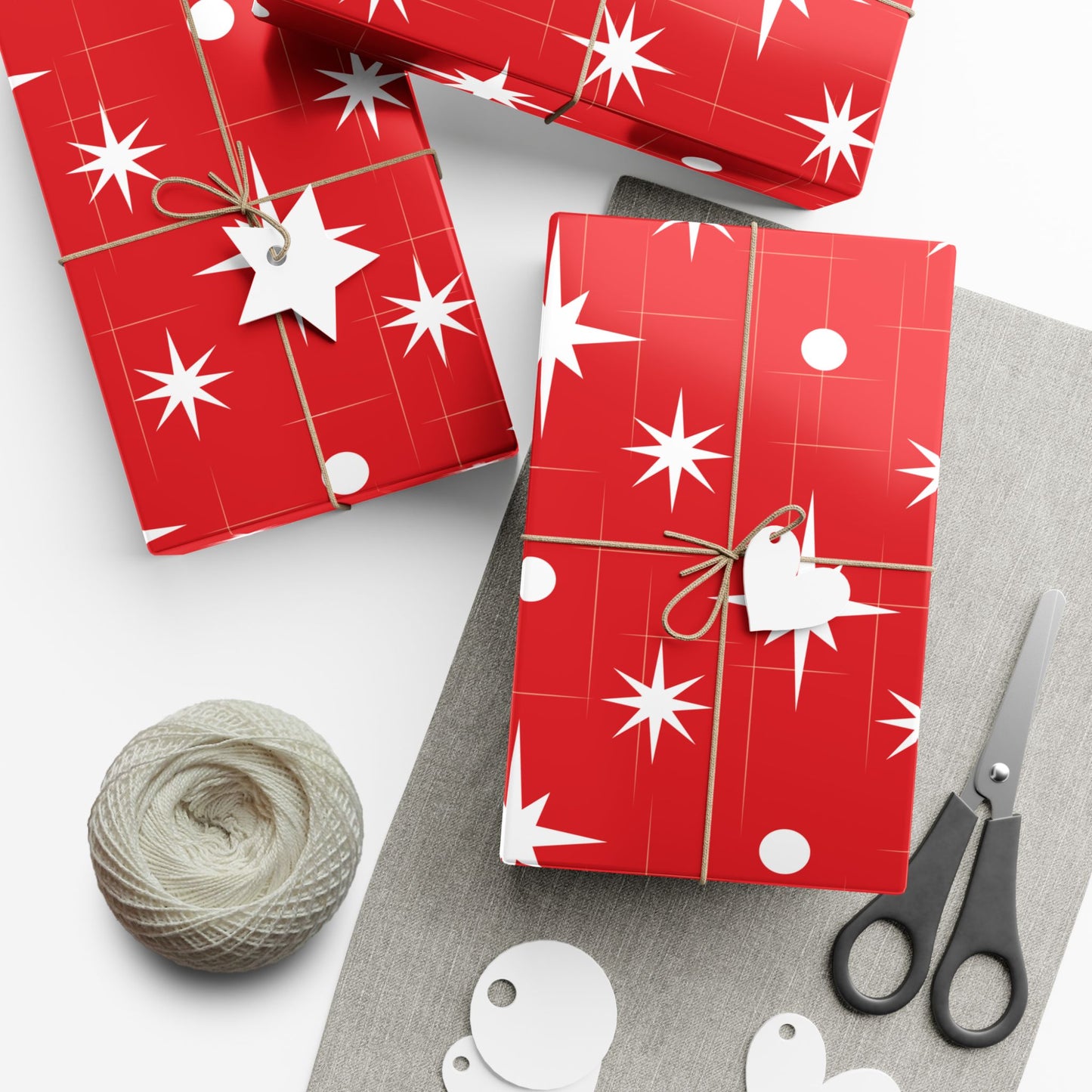 Christmas Star Red Gift Wrap Paper