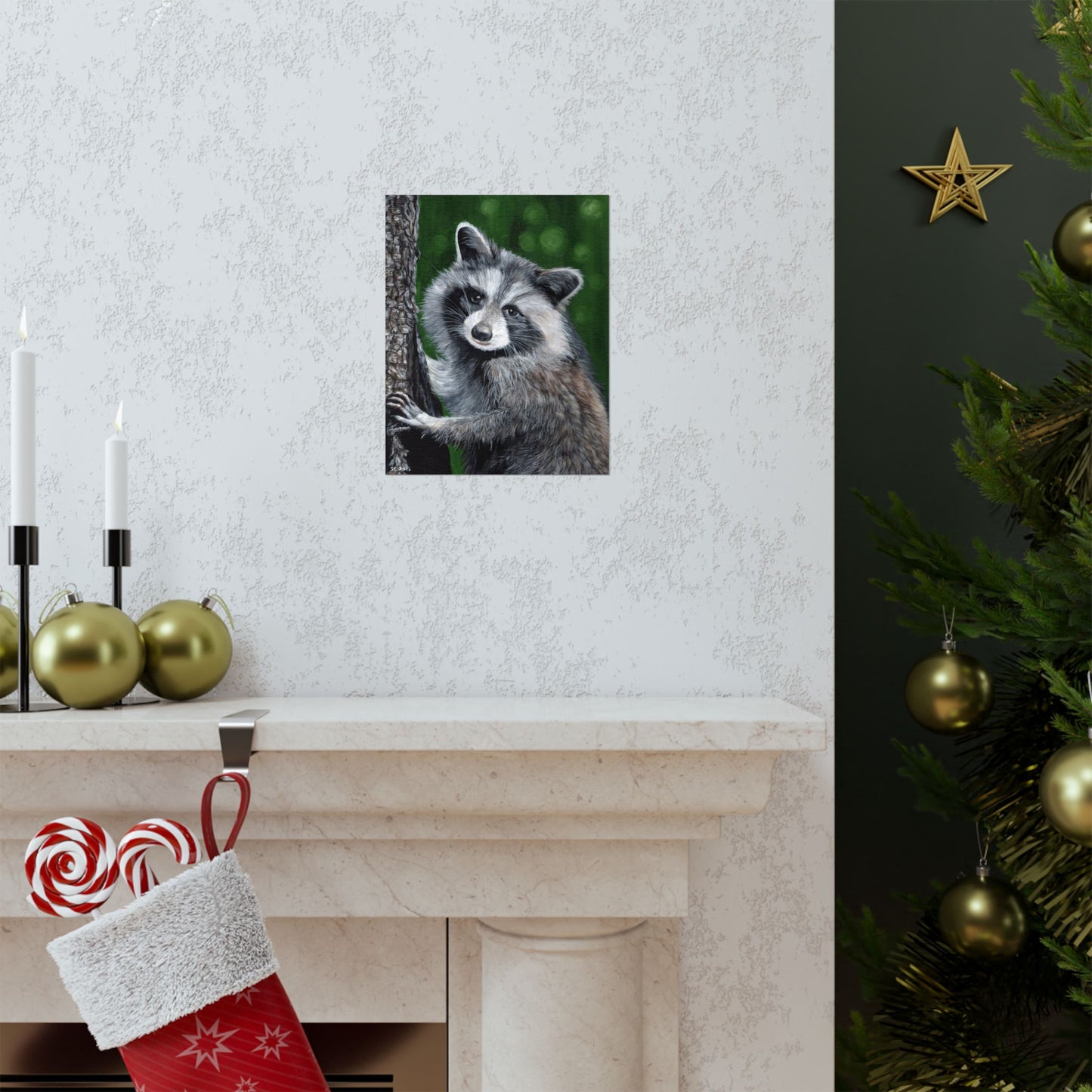 Raccoon Forest Matte Poster — Vertical Wildlife Wall Art