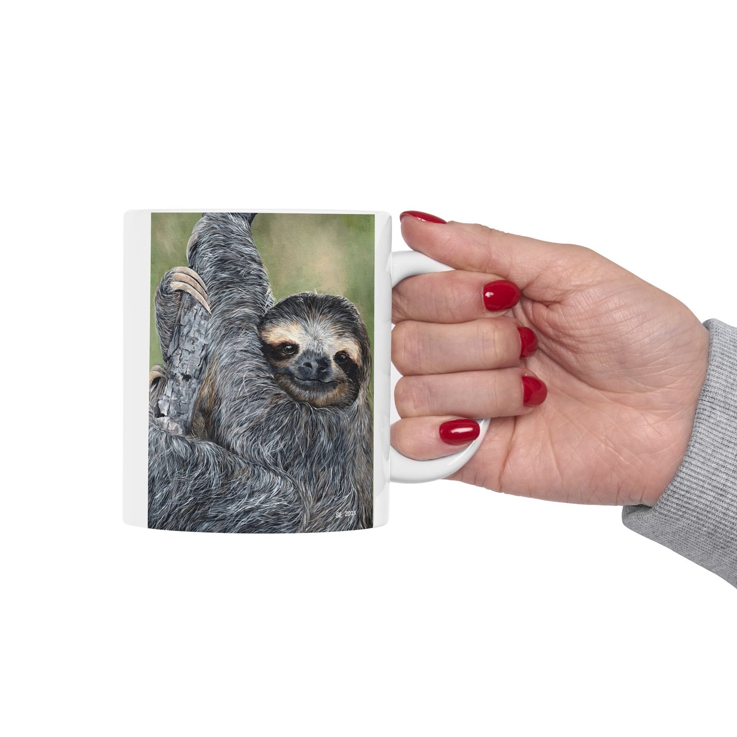 Sloth Portrait Ceramic Mug — Cute Lazy Sloth Coffee Cup (11oz, 15oz)