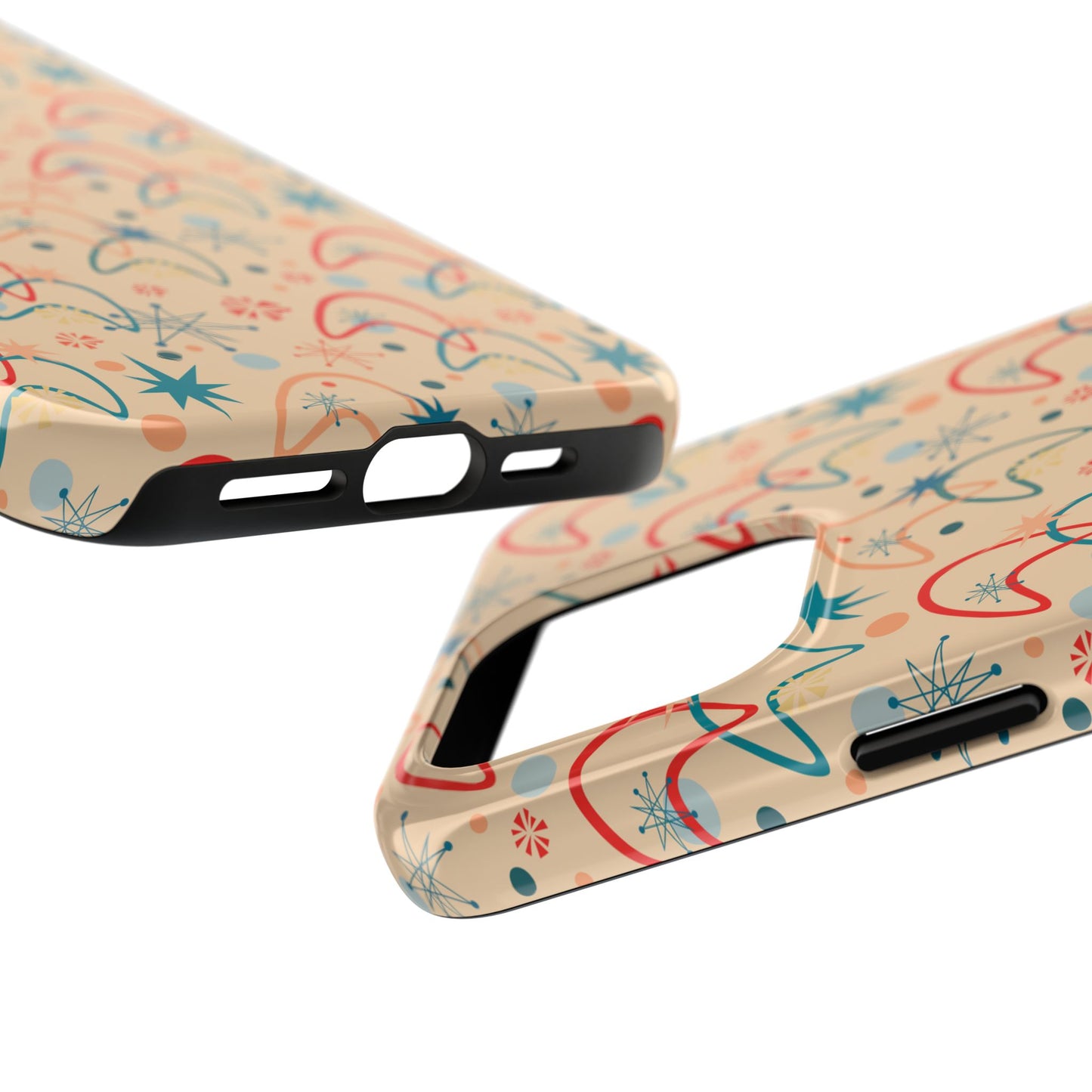 1950s Atomic Age Retro Pattern in Beige Tough iPhone Case