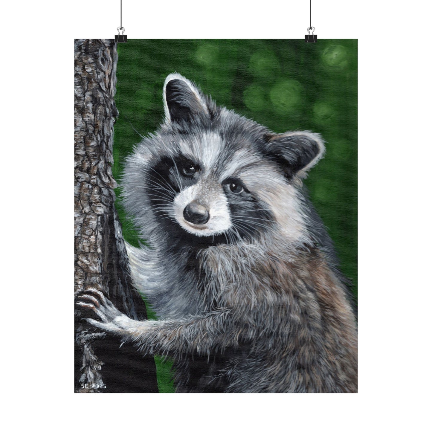 Raccoon Forest Matte Poster — Vertical Wildlife Wall Art