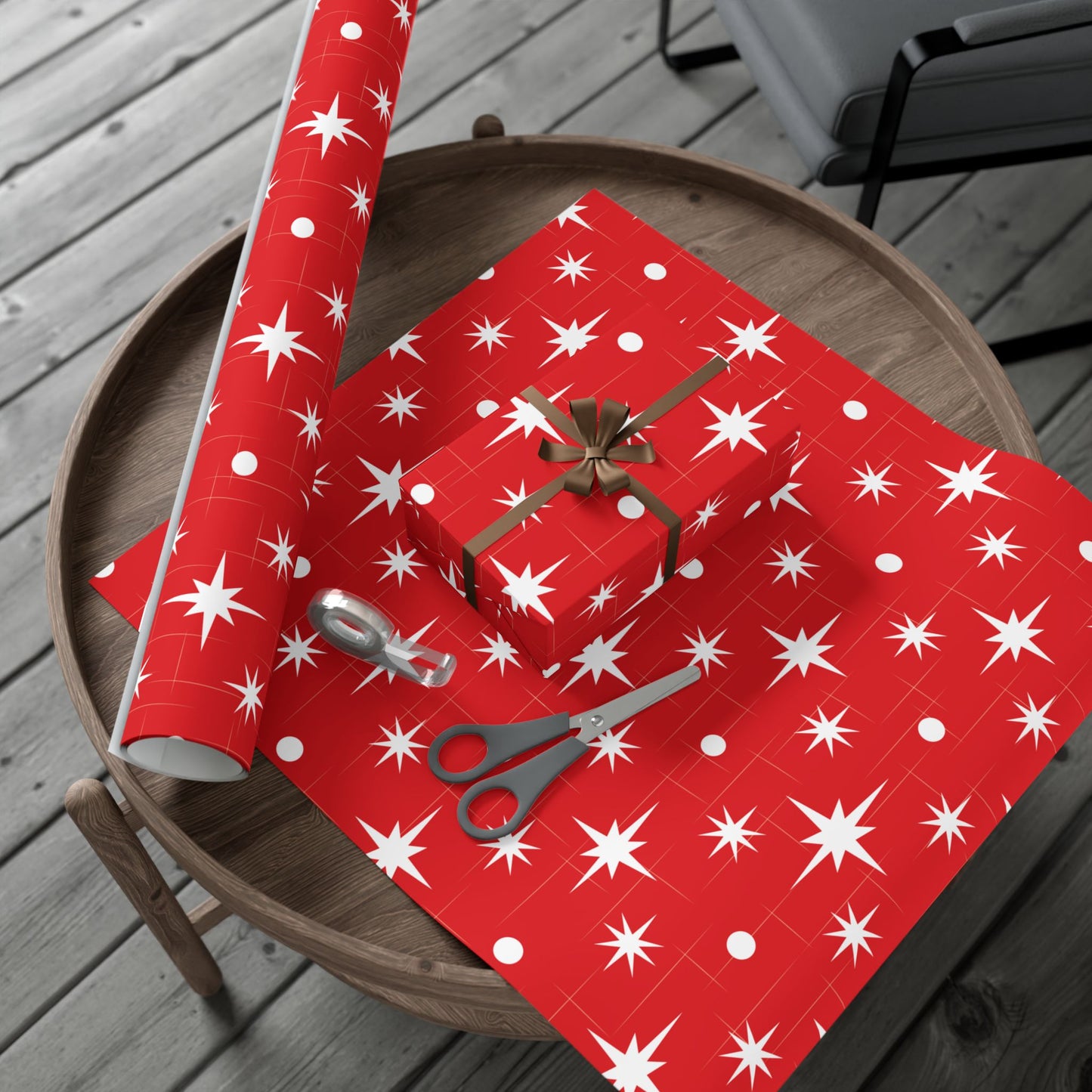 Christmas Star Red Gift Wrap Paper