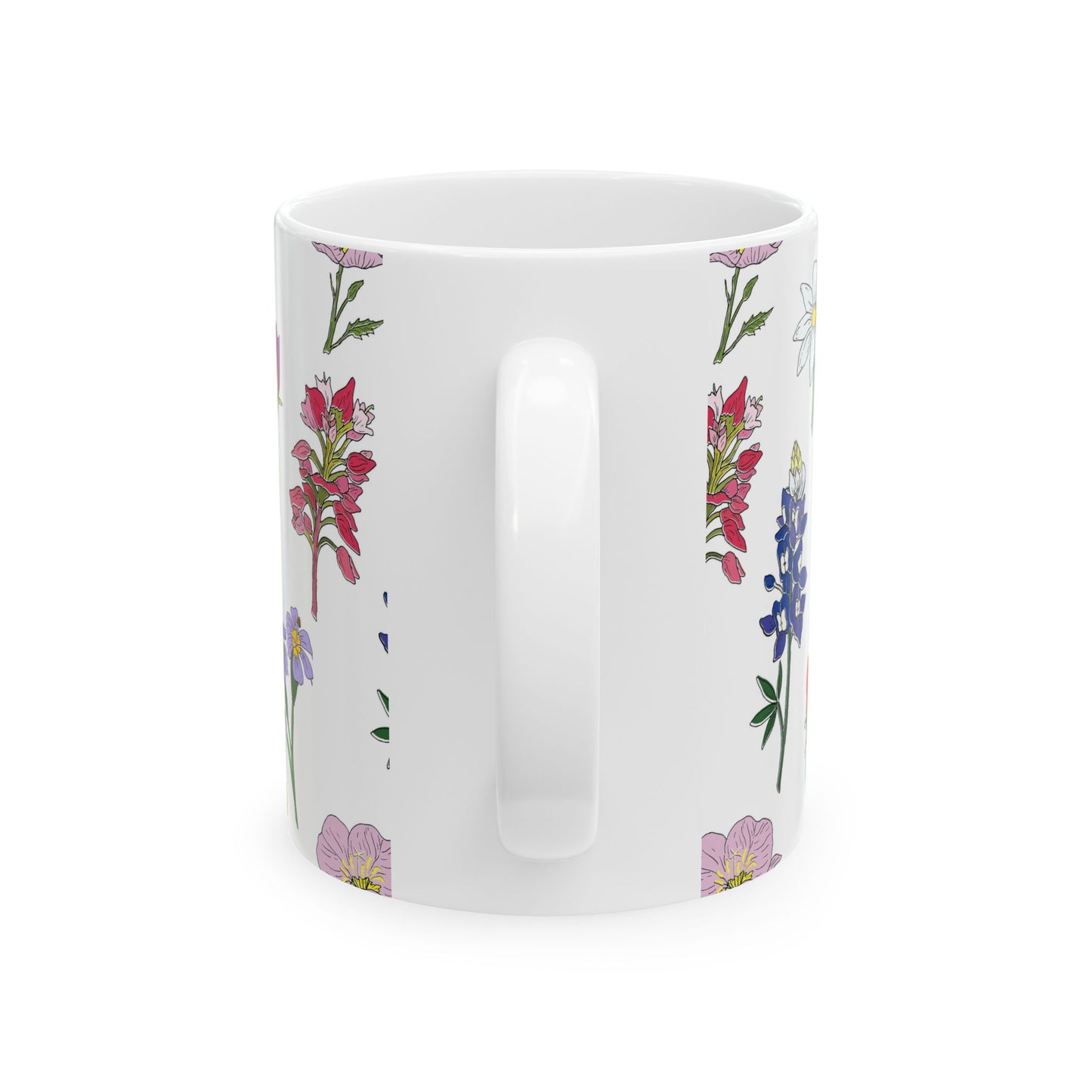 Personalized Texas Wildflower Mug - Floral Ceramic Coffee Tea Cup (11oz & 15oz)