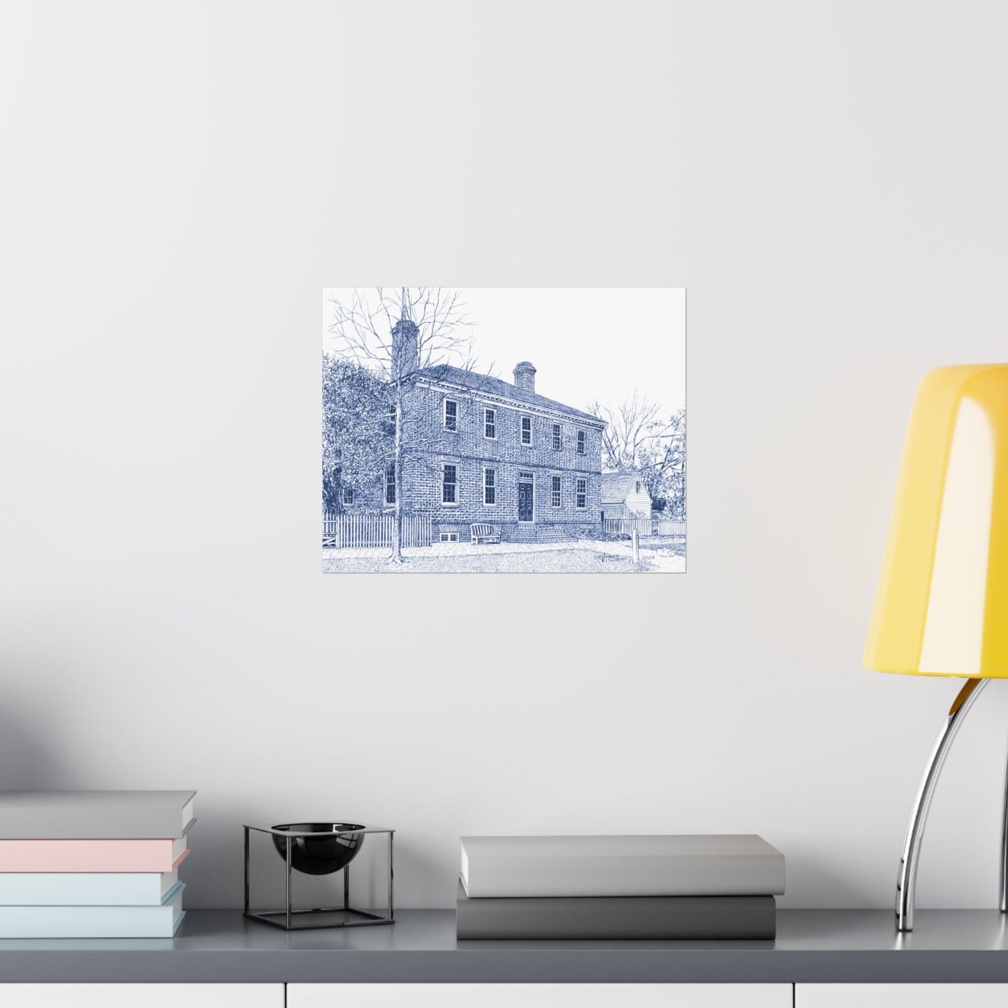 Colonial Williamsburg's Wythe House in Blue Poster — Matte Horizontal Architectural Print