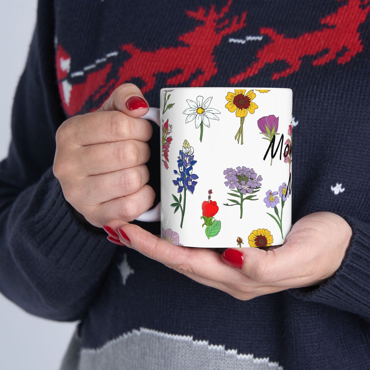 Personalized Texas Wildflower Mug - Floral Ceramic Coffee Tea Cup (11oz & 15oz)