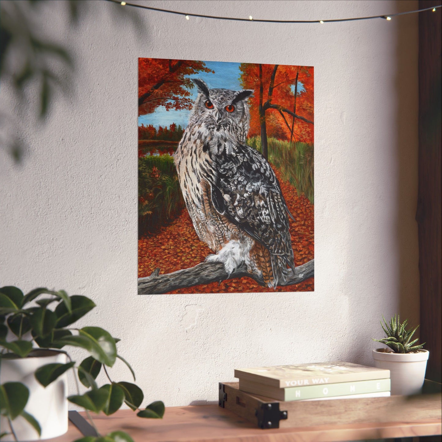 Owl in Autumn Matte Poster — Wildlife Wall Art Print
