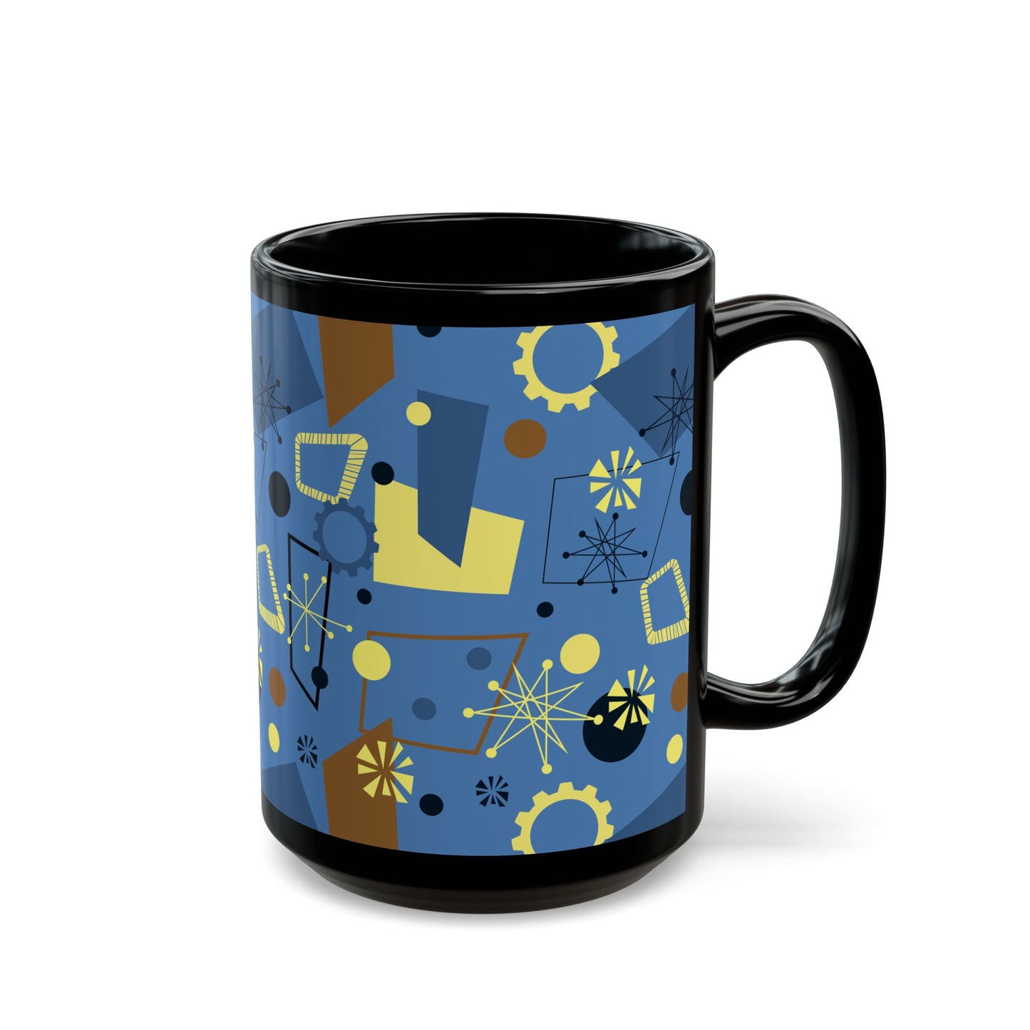 Mid-Century Modern Abstract Pattern Mug — Retro Geometric Coffee Cup (11oz/15oz)