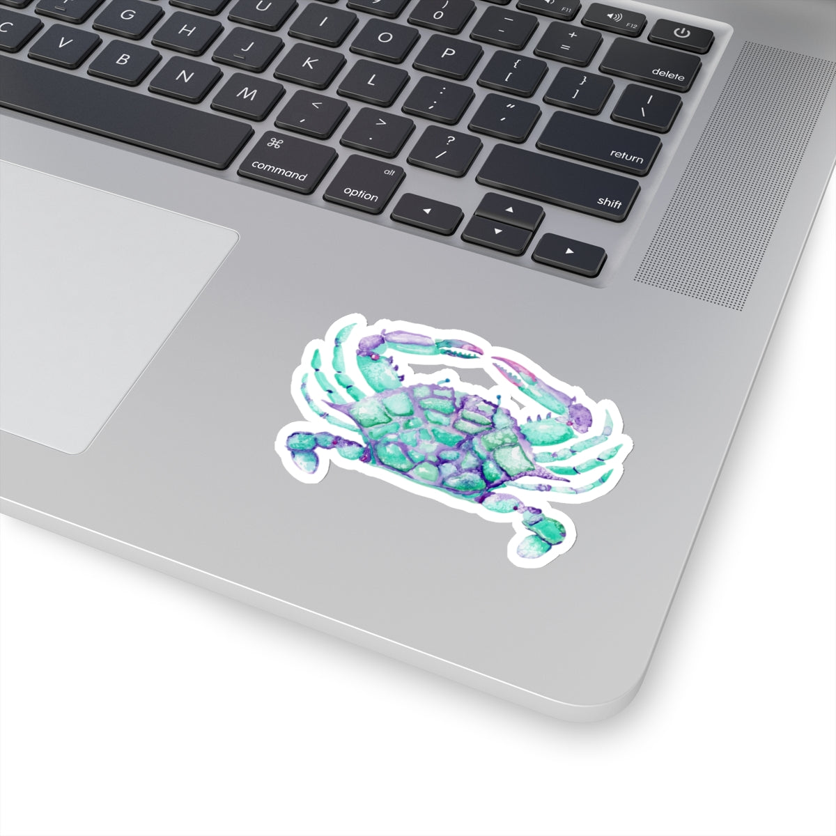 Teal and Purple Watercolor Crab Kiss-Cut Stickers