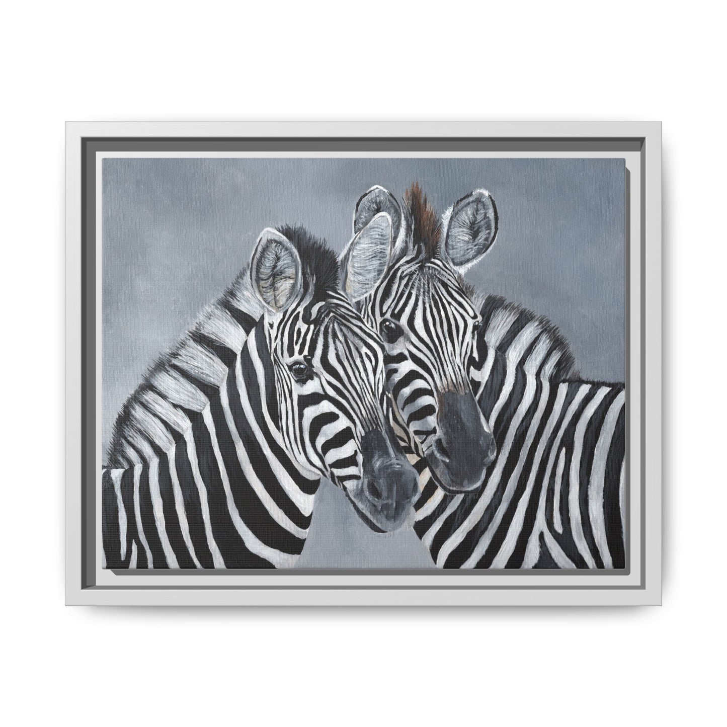 Framed Zebra Canvas Art – Matte Multi-Color Wildlife Print