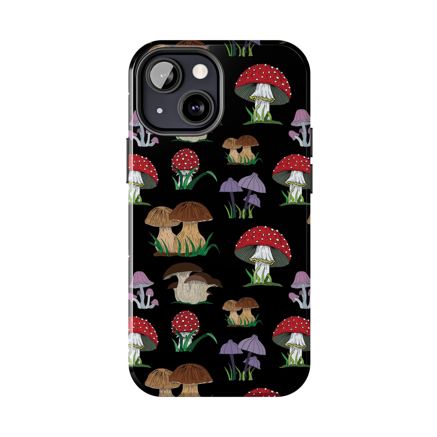 Mushroom Pattern on Black Tough iPhone Cases