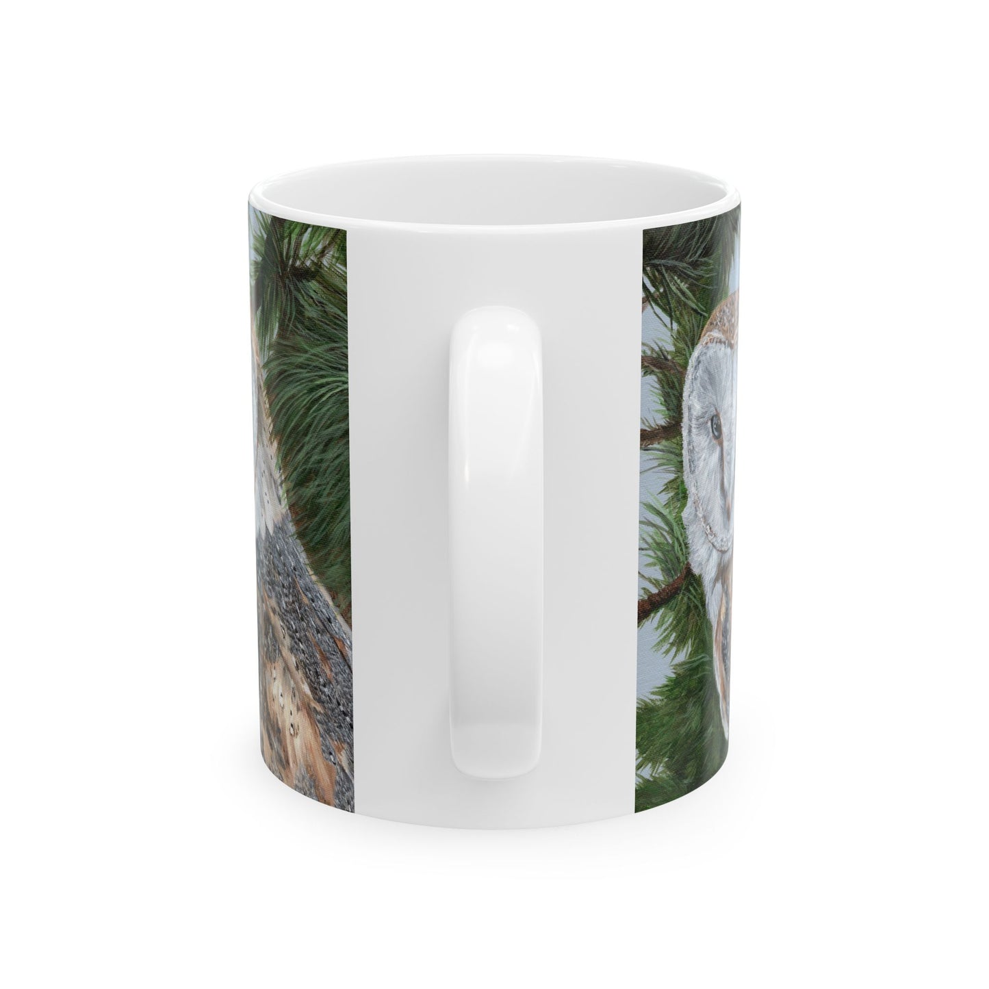 Barn Owl Ceramic Mug — Detailed Wildlife Art Coffee Cup (11oz & 15oz)