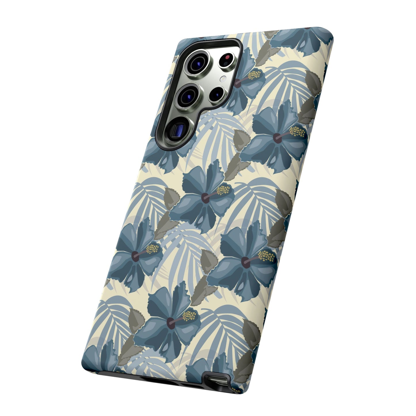 Blue Hibiscus in Earth Tones Tough Phone Cases