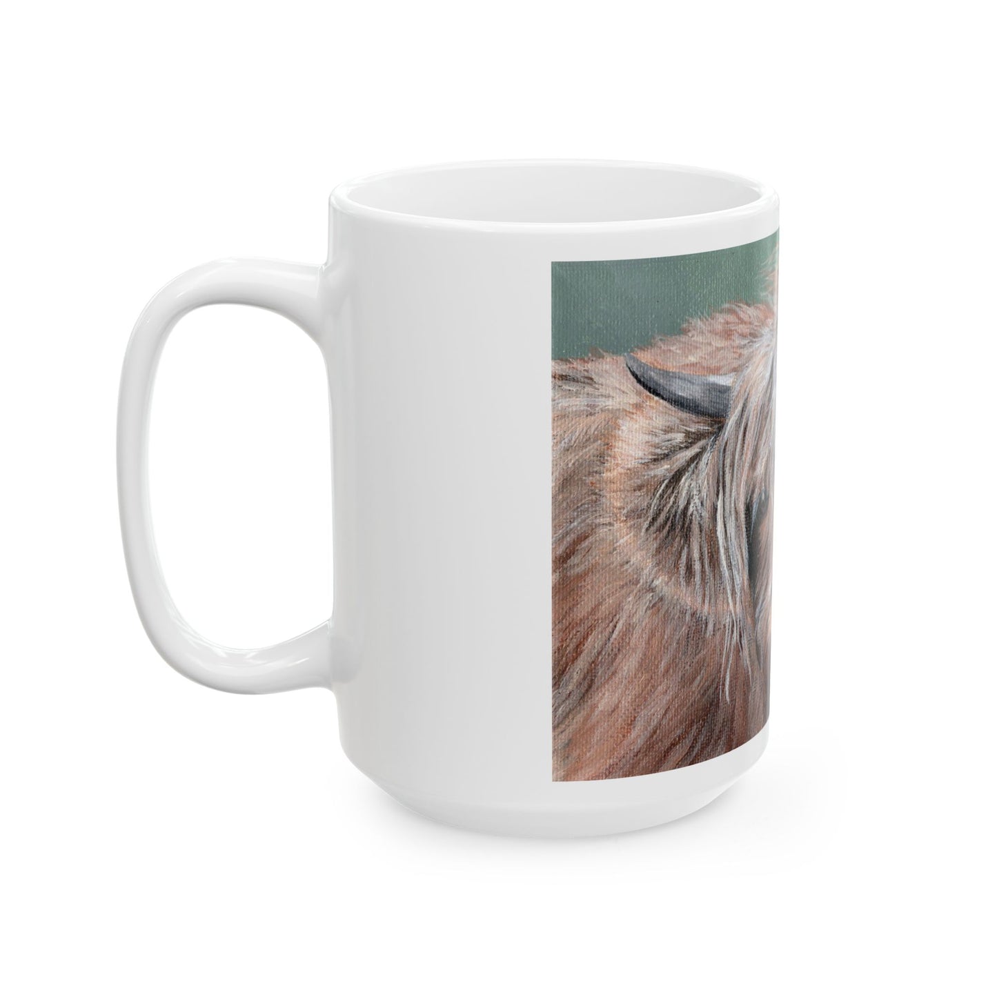 Highland Cow Ceramic Mug — Illustrated Scottish Cow Coffee Cup (11oz, 15oz)