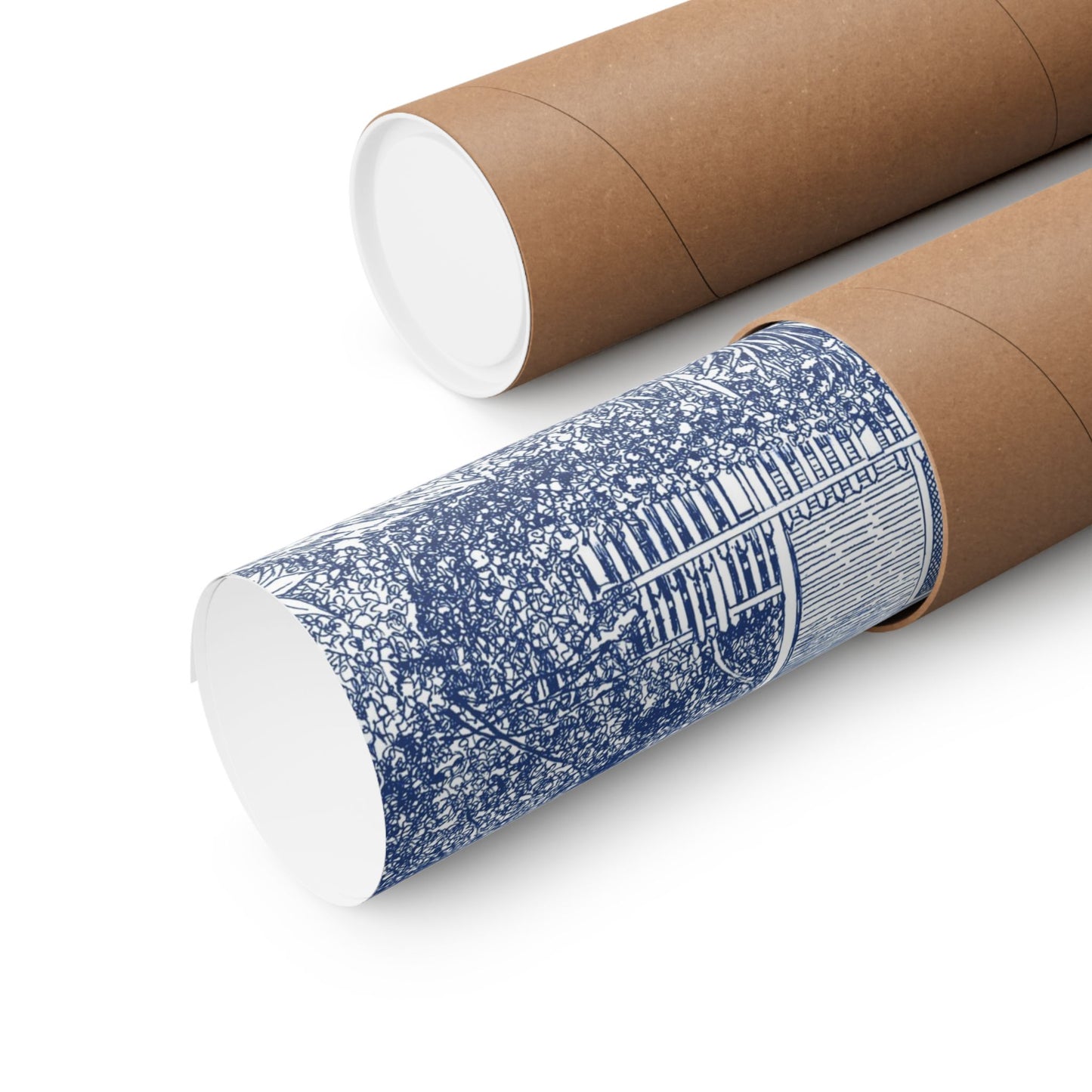 Colonial Williamsburg's Taliaferro Cole House Garden in Blue Matte Poster — Horizontal Wall Art