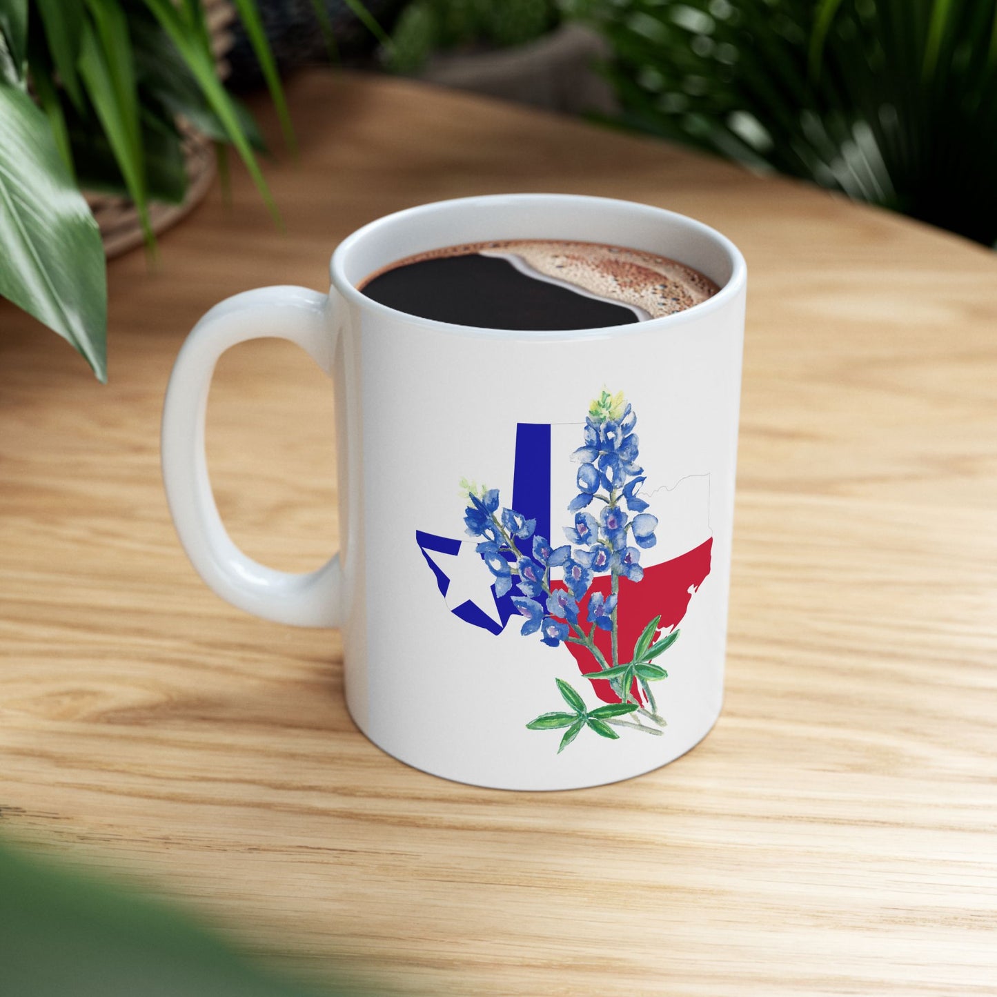 Texas Flag Floral Ceramic Mug — Bluebonnet State Pride Coffee Cup (11oz & 15oz)