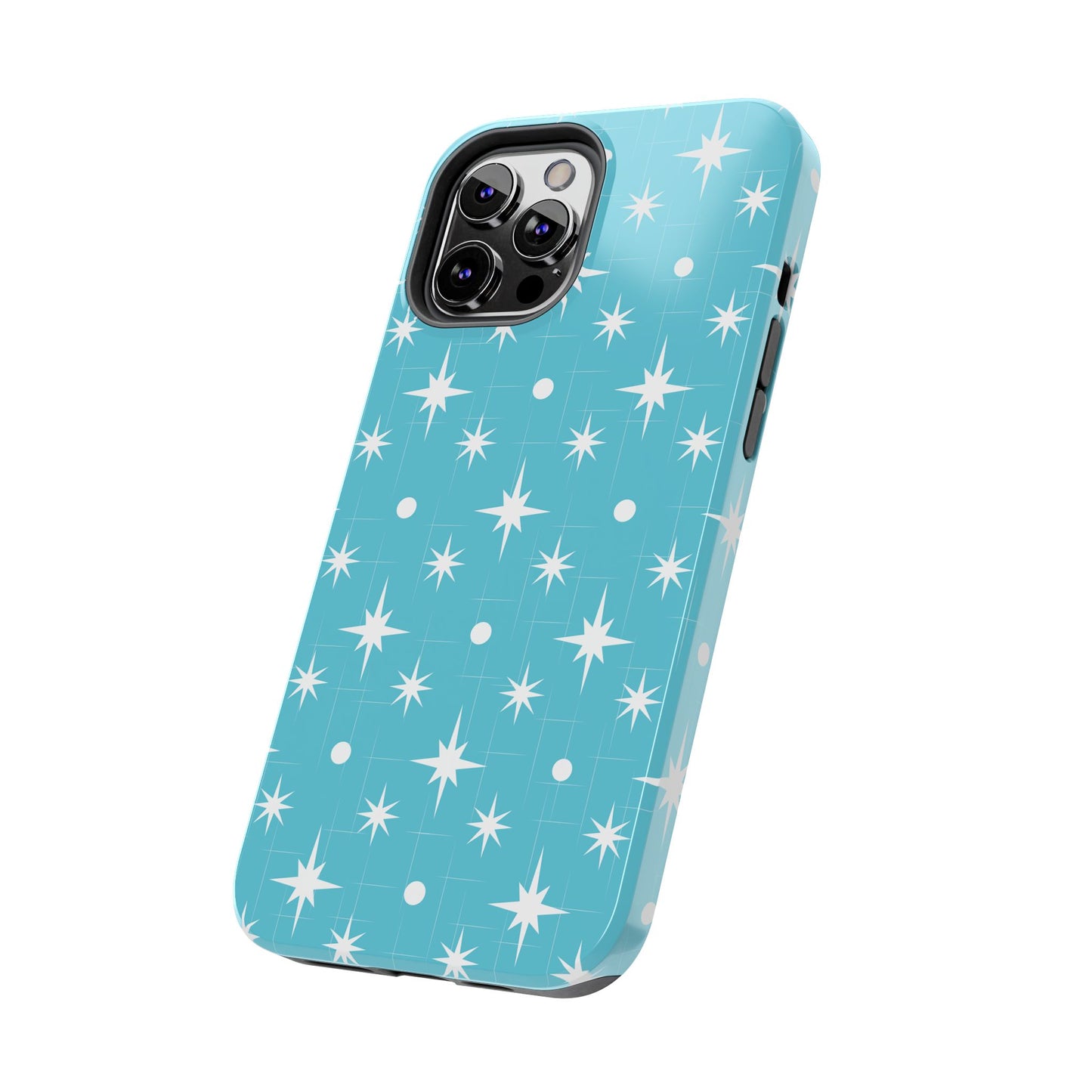 1950s Retro Star Pattern on Blue Tough iPhone Cases