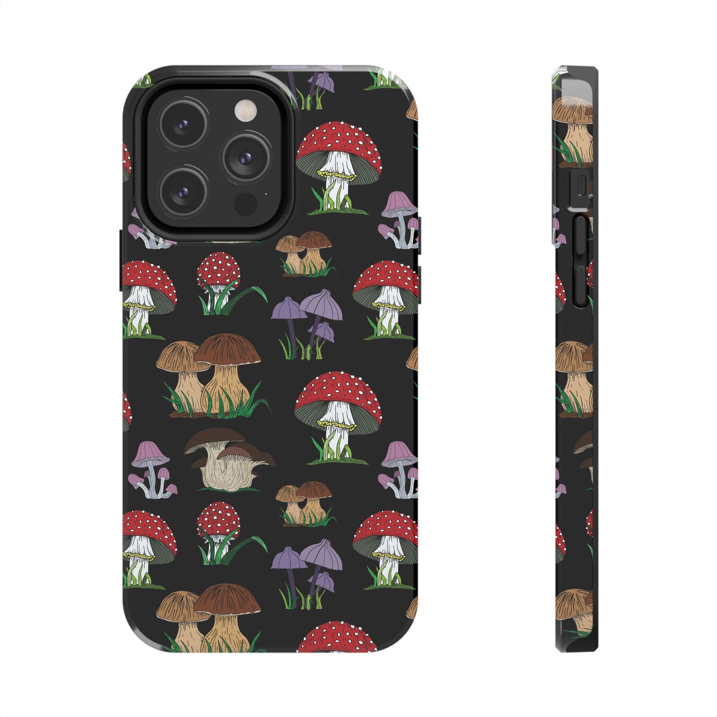 Mushroom Pattern on Black Tough iPhone Cases