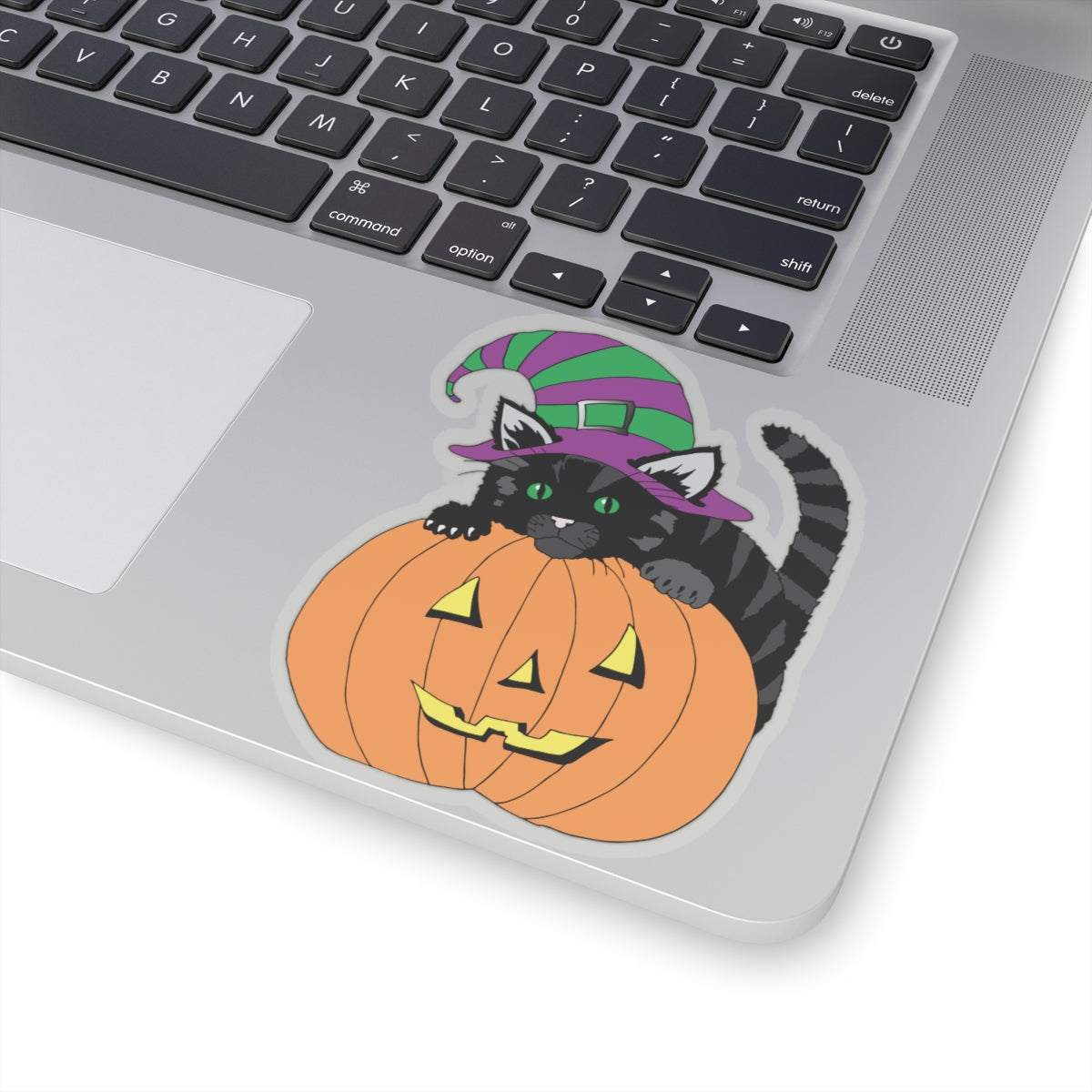 Kitten on Jack O' Lantern Kiss-Cut Stickers