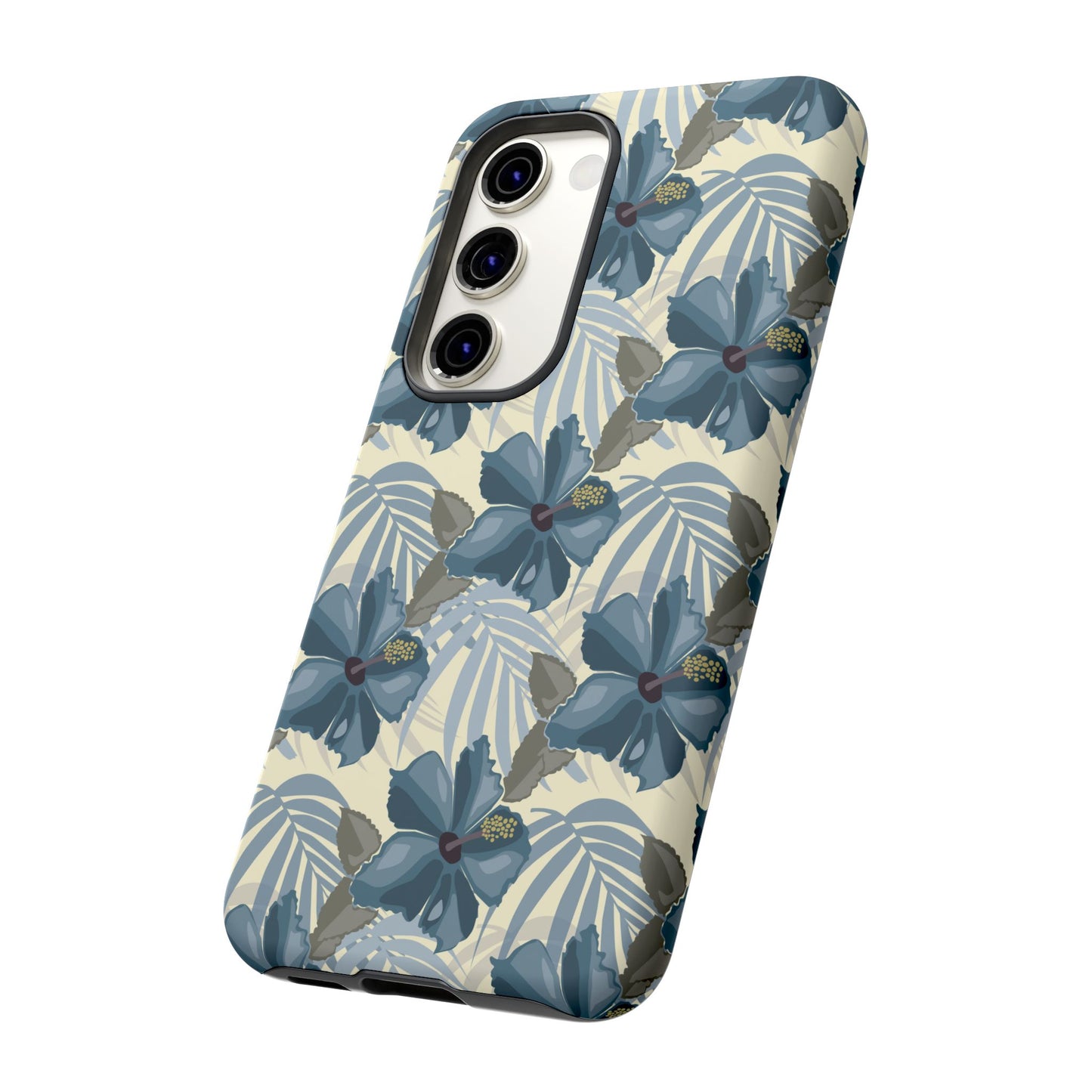 Blue Hibiscus in Earth Tones Tough Phone Cases