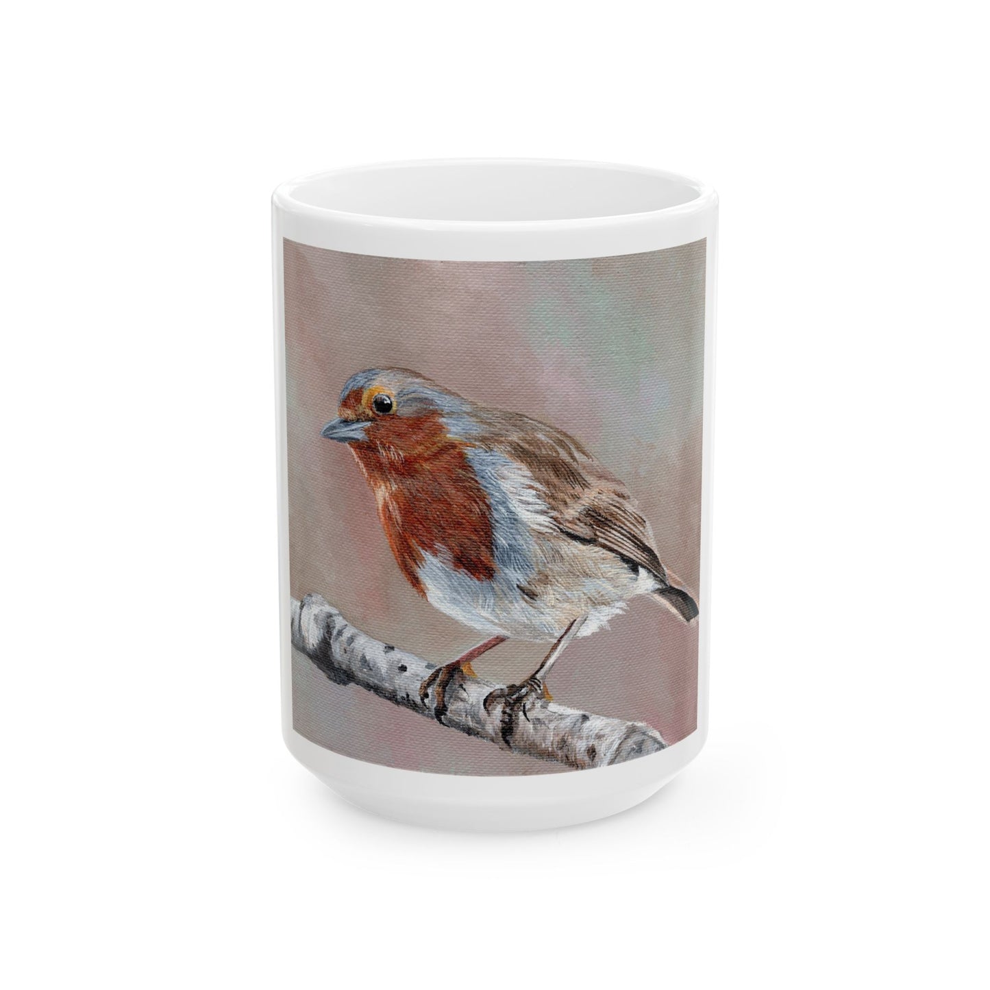 Robin Bird Ceramic Mug — Hand-Painted Style Songbird Coffee Cup (11oz & 15oz)