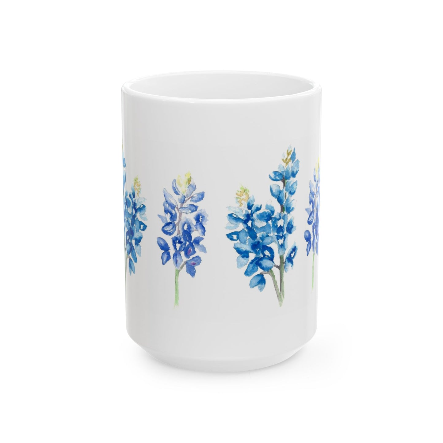 Bluebonnet Floral Ceramic Mug — Watercolor Texas Wildflower Coffee Cup (11oz & 15oz)
