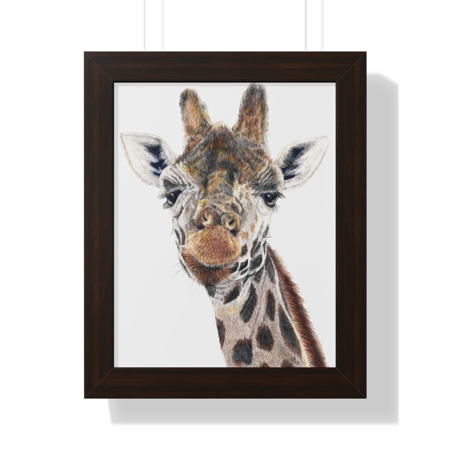 Colored Pencil Giraffe Framed Vertical Poster