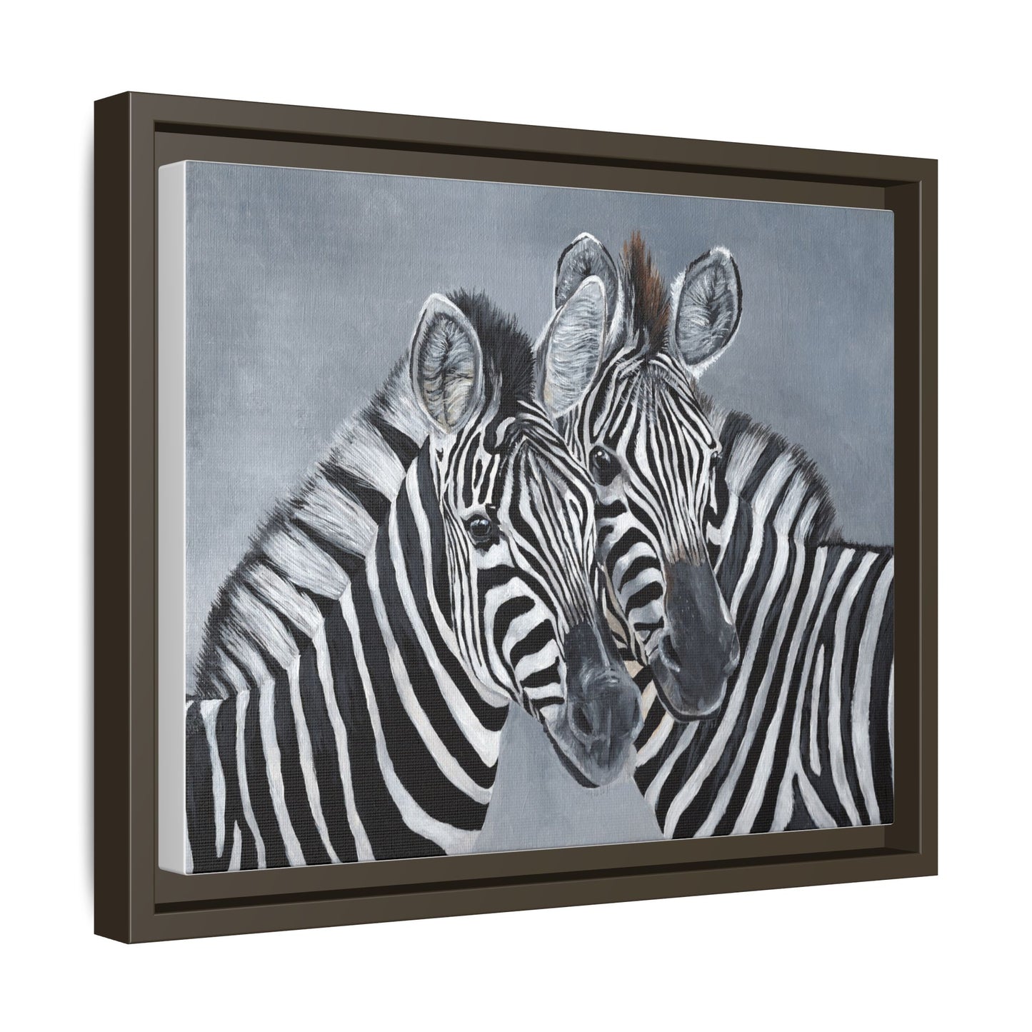 Framed Zebra Canvas Art – Matte Multi-Color Wildlife Print