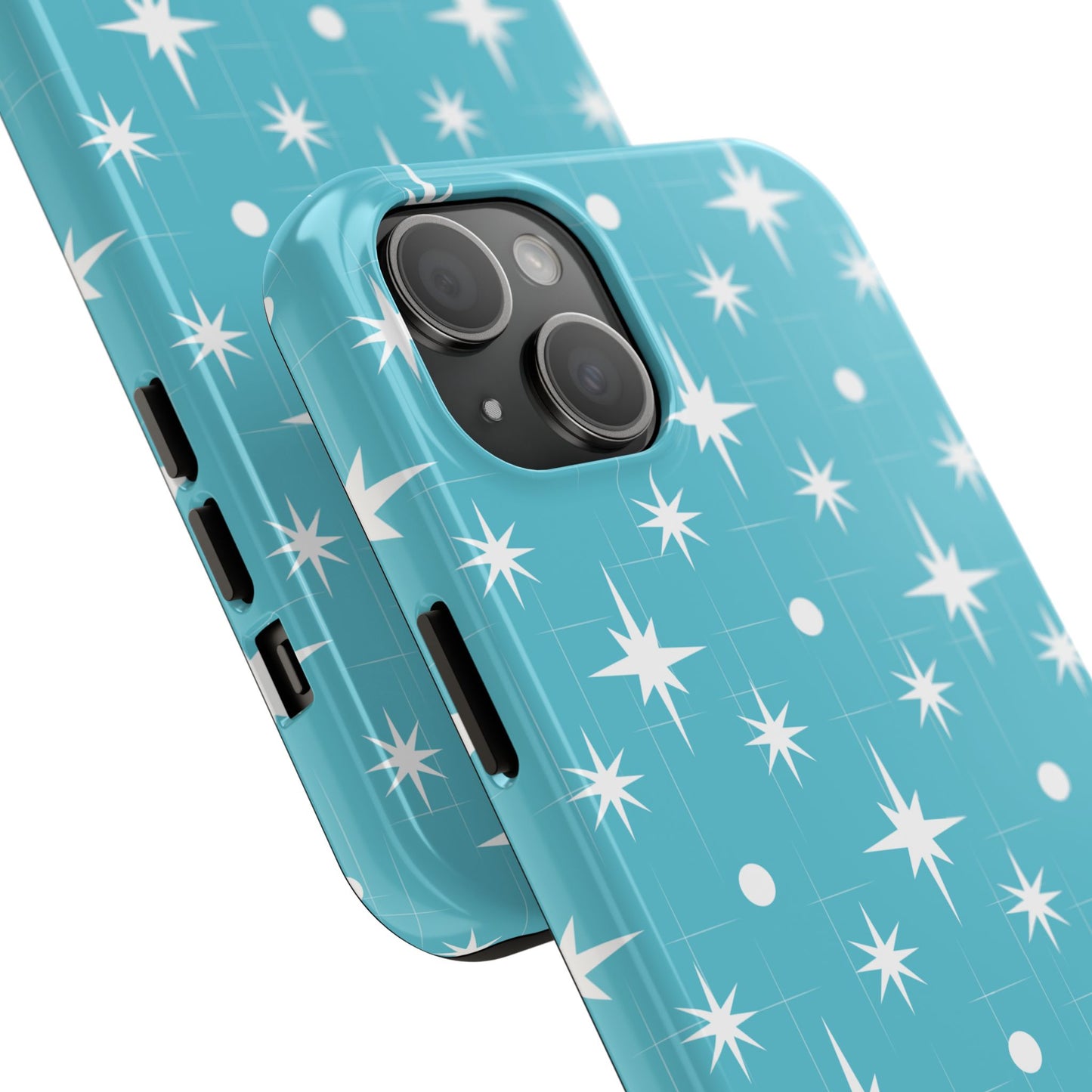 1950s Retro Star Pattern on Blue Tough iPhone Cases