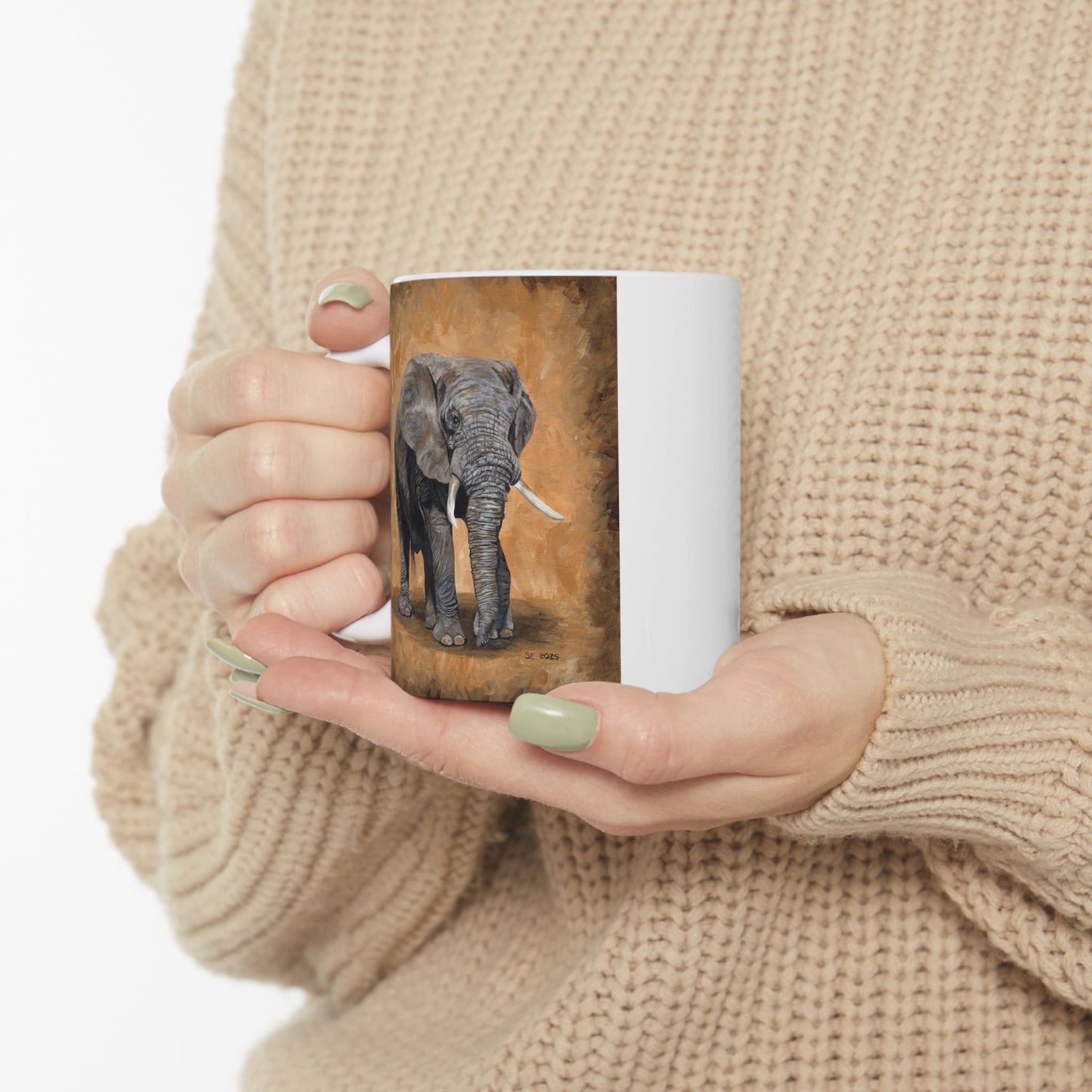 Elephant Portrait Ceramic Mug — Elephant Coffee Cup (11oz, 15oz)