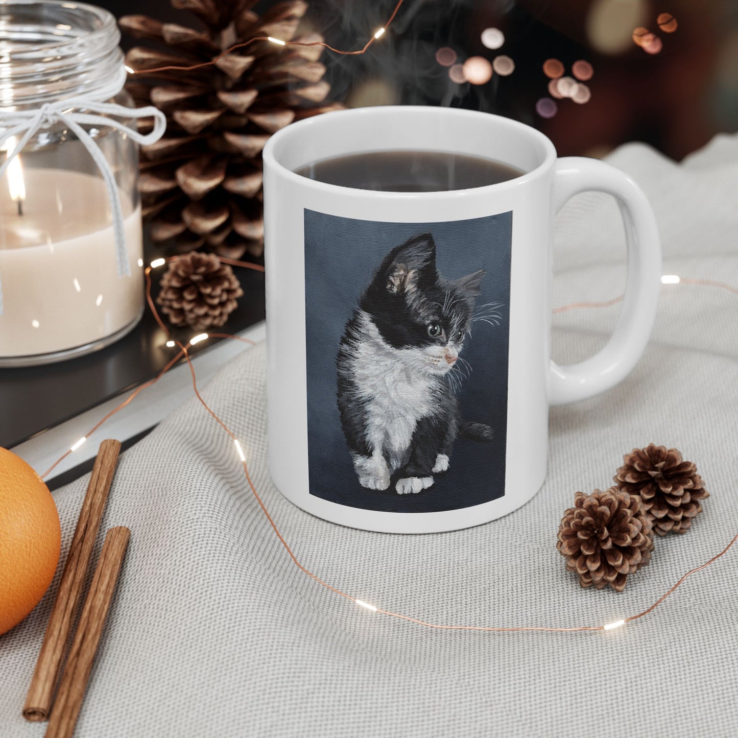 Ceramic Mug - Tuxedo Kitten Coffee Mug (11oz/15oz)