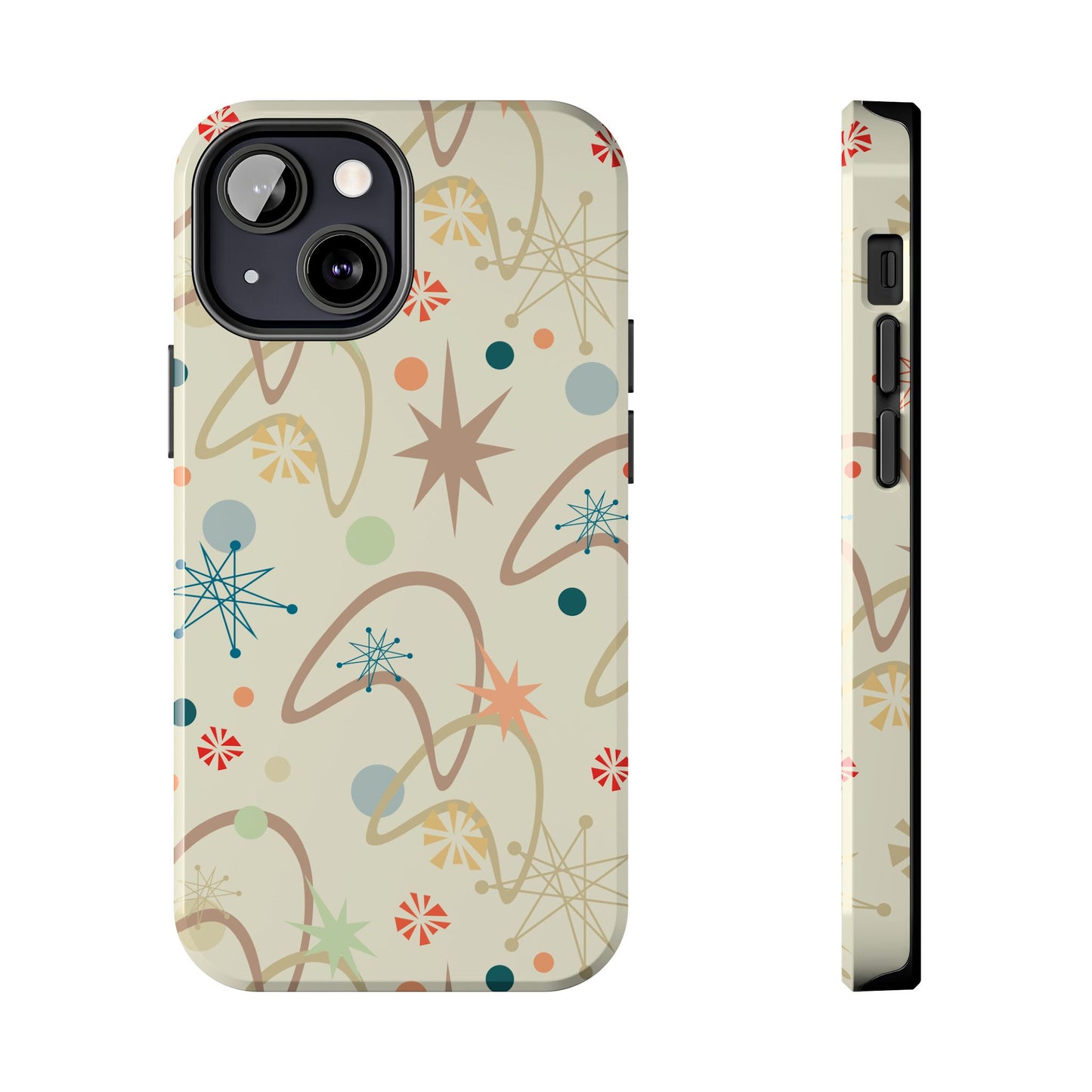 1950s Atomic Age Retro Pattern in Tan Tough iPhone Cases