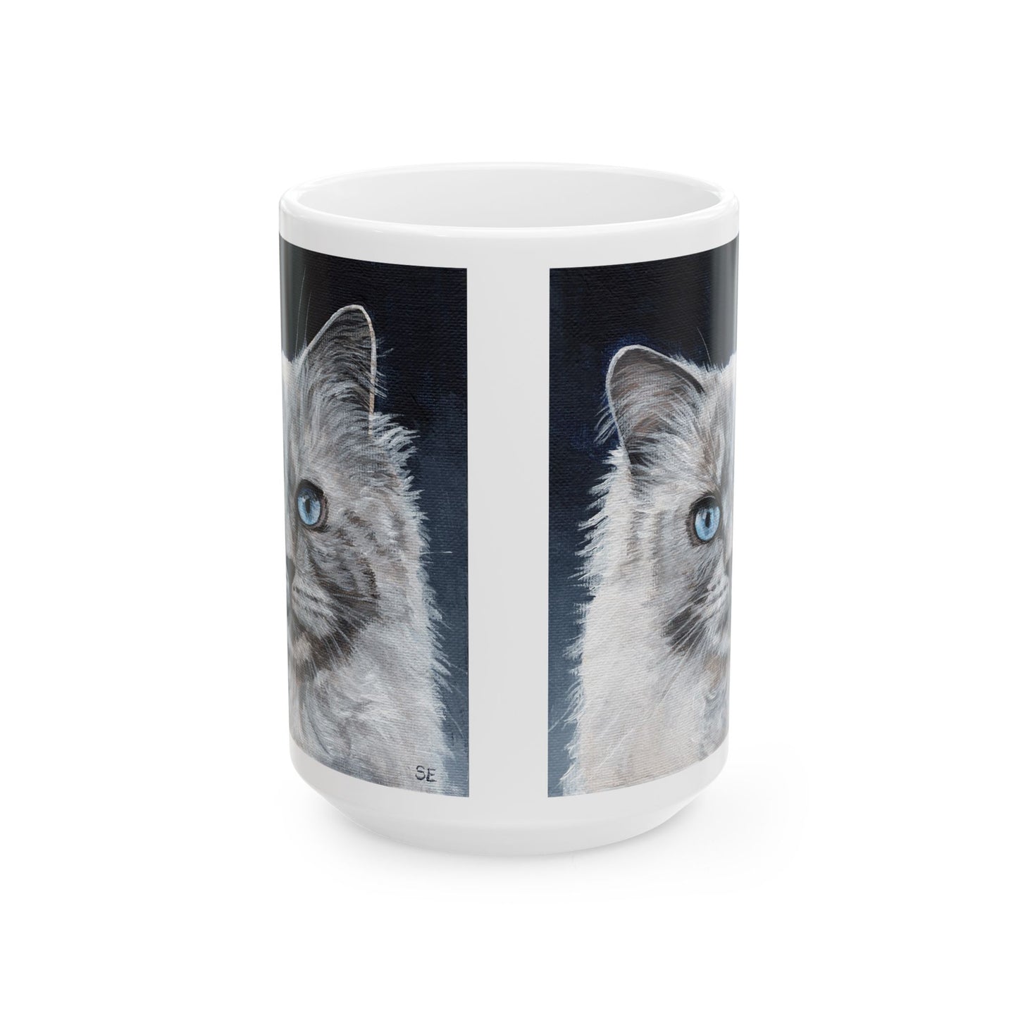 Ragdoll Cat Ceramic Mug — Blue-Eyed Cat Portrait Coffee Cup (11oz & 15oz)
