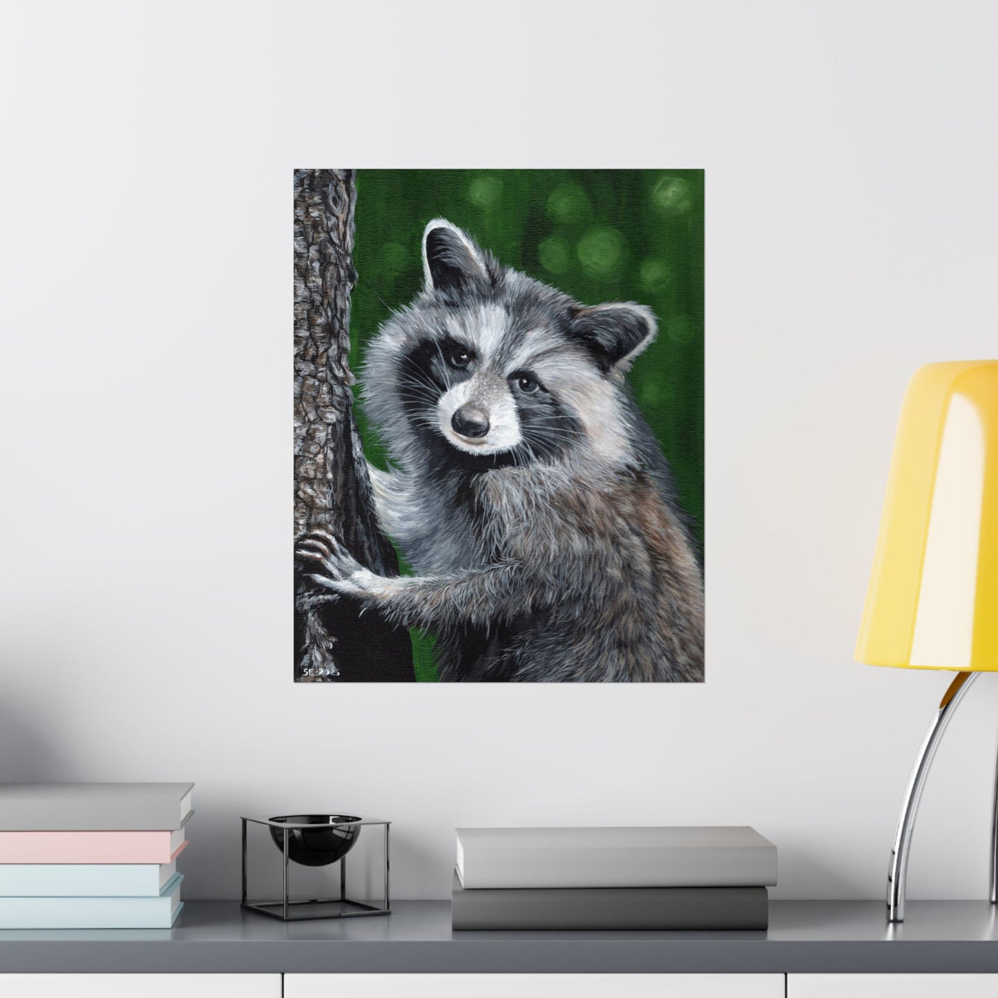 Raccoon Forest Matte Poster — Vertical Wildlife Wall Art