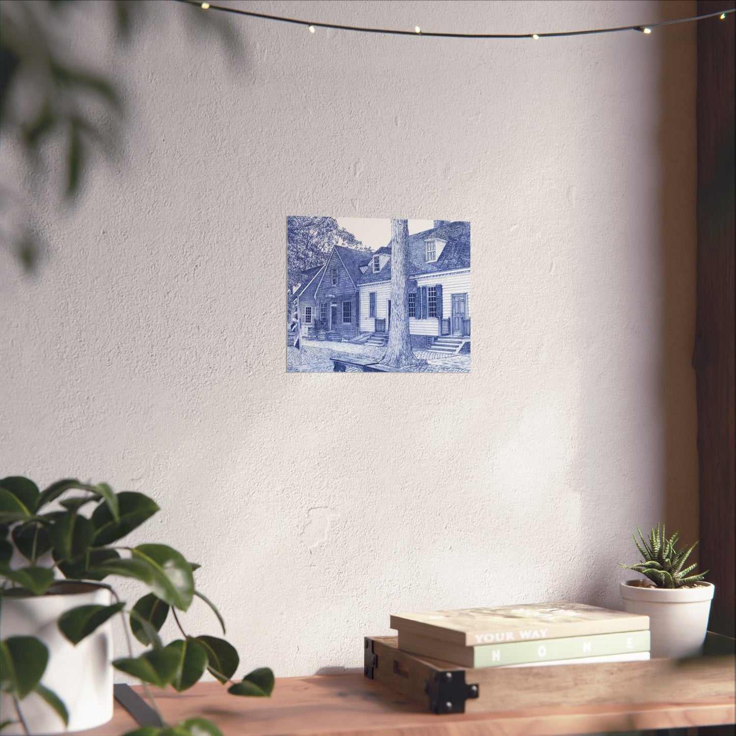 Colonial Williamsburg's Millinery Row Poster in Blue — Matte Horizontal Wall Art