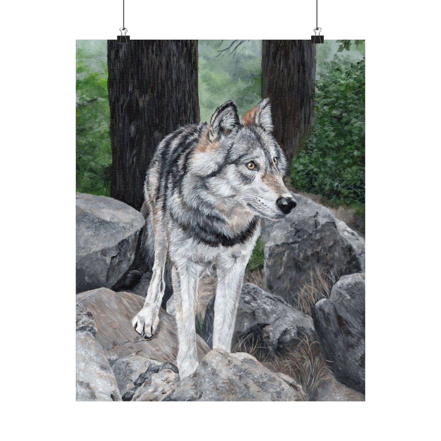 Wolf Portrait Matte Vertical Poster — Realistic Wildlife Wall Art