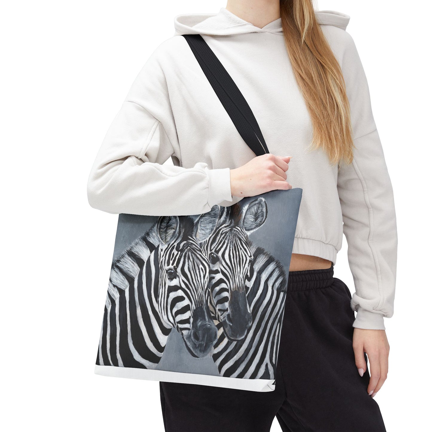 Zebra Pair Tote Bag — Artistic Black & White Animal Print Tote for Everyday Use