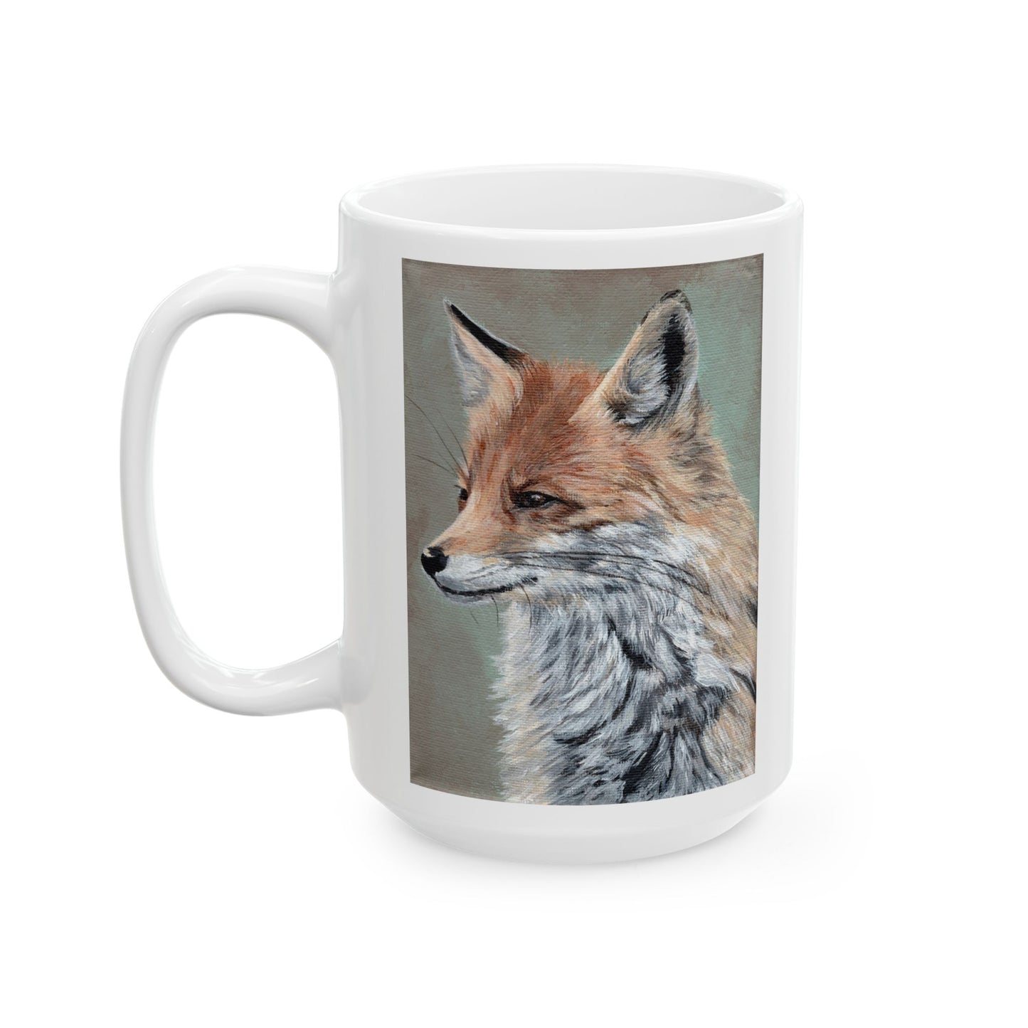 Fox Portrait Ceramic Mug — Rustic Wildlife Coffee Cup (11oz & 15oz)