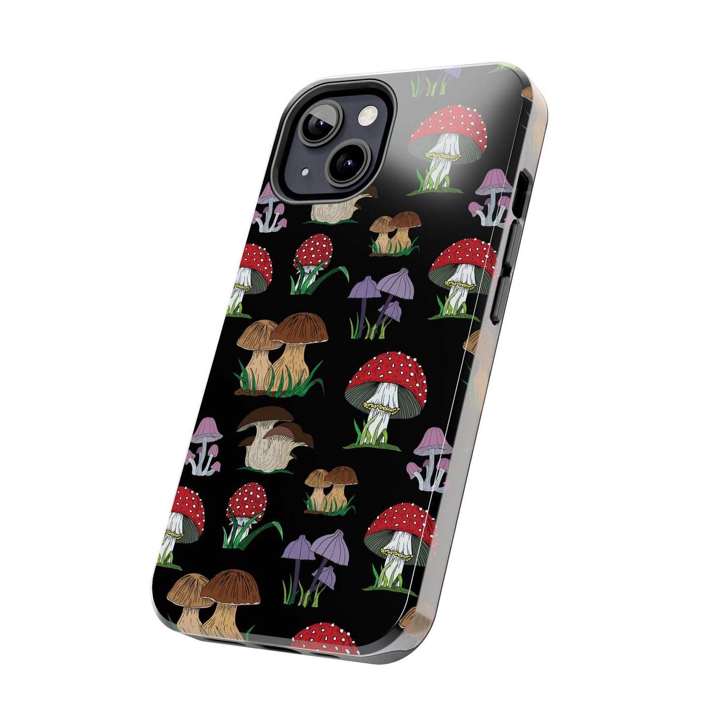 Mushroom Pattern on Black Tough iPhone Cases