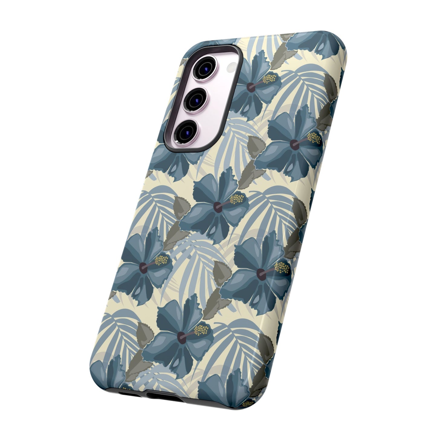 Blue Hibiscus in Earth Tones Tough Phone Cases