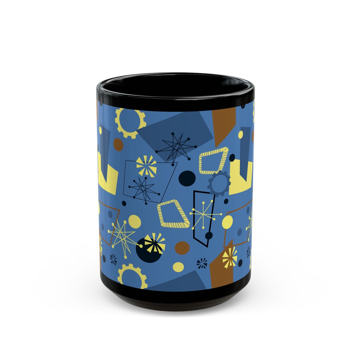 Mid-Century Modern Abstract Pattern Mug — Retro Geometric Coffee Cup (11oz/15oz)