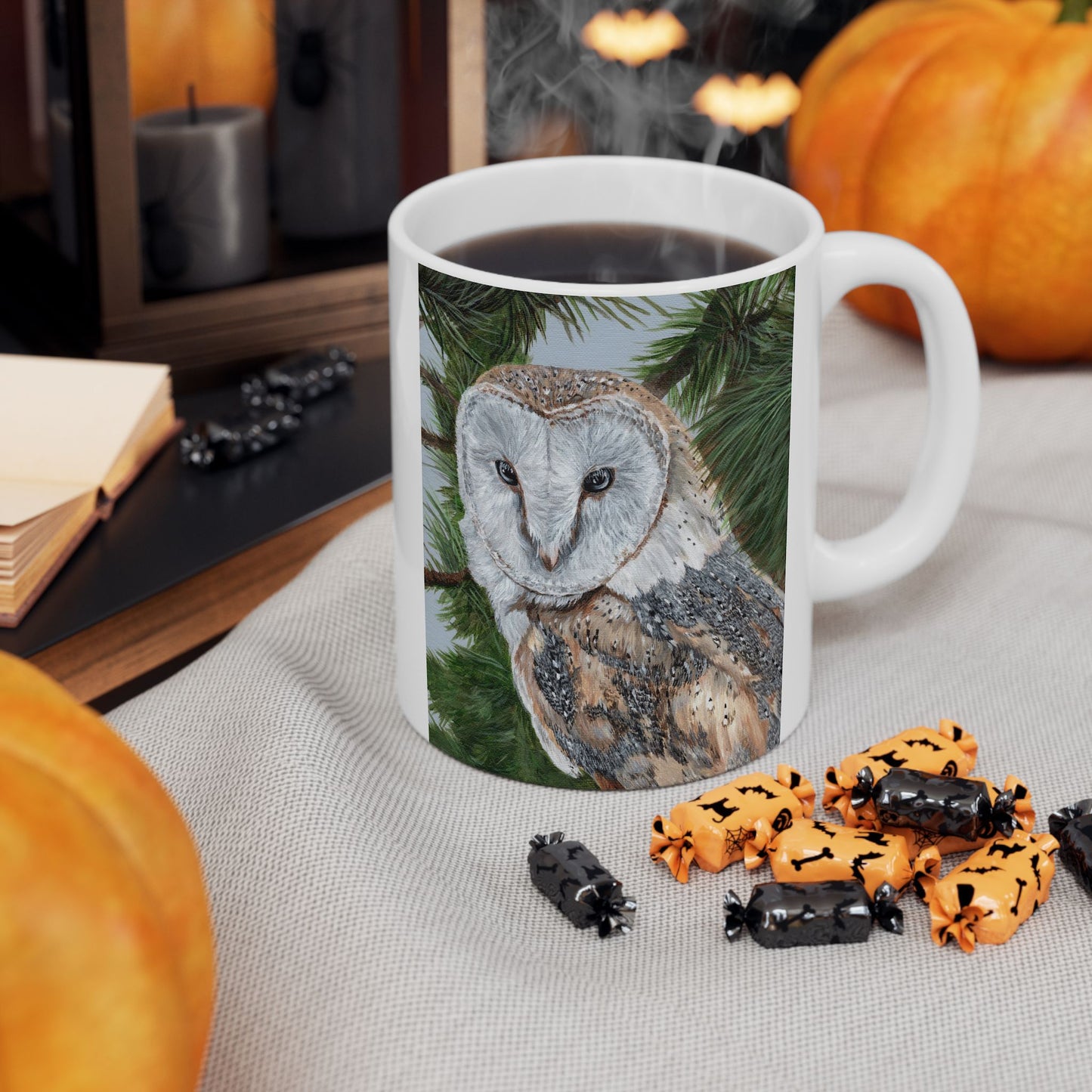 Barn Owl Ceramic Mug — Detailed Wildlife Art Coffee Cup (11oz & 15oz)