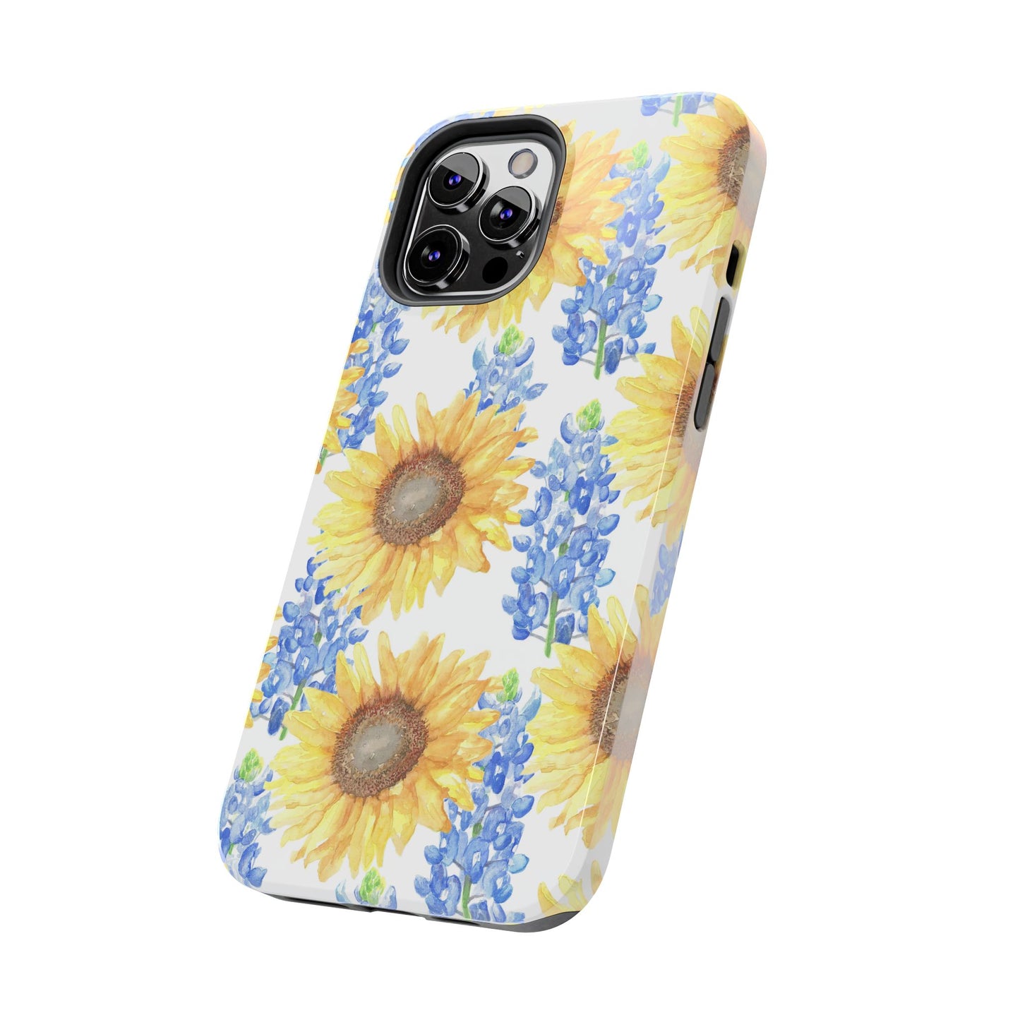 Sunflower and Bluebonnet Pattern Tough iPhone Cases