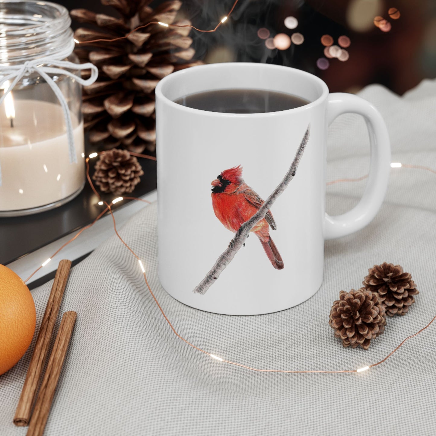 Northern Cardinal Ceramic Mug — Cardinal Coffee Cup (11oz/15oz)