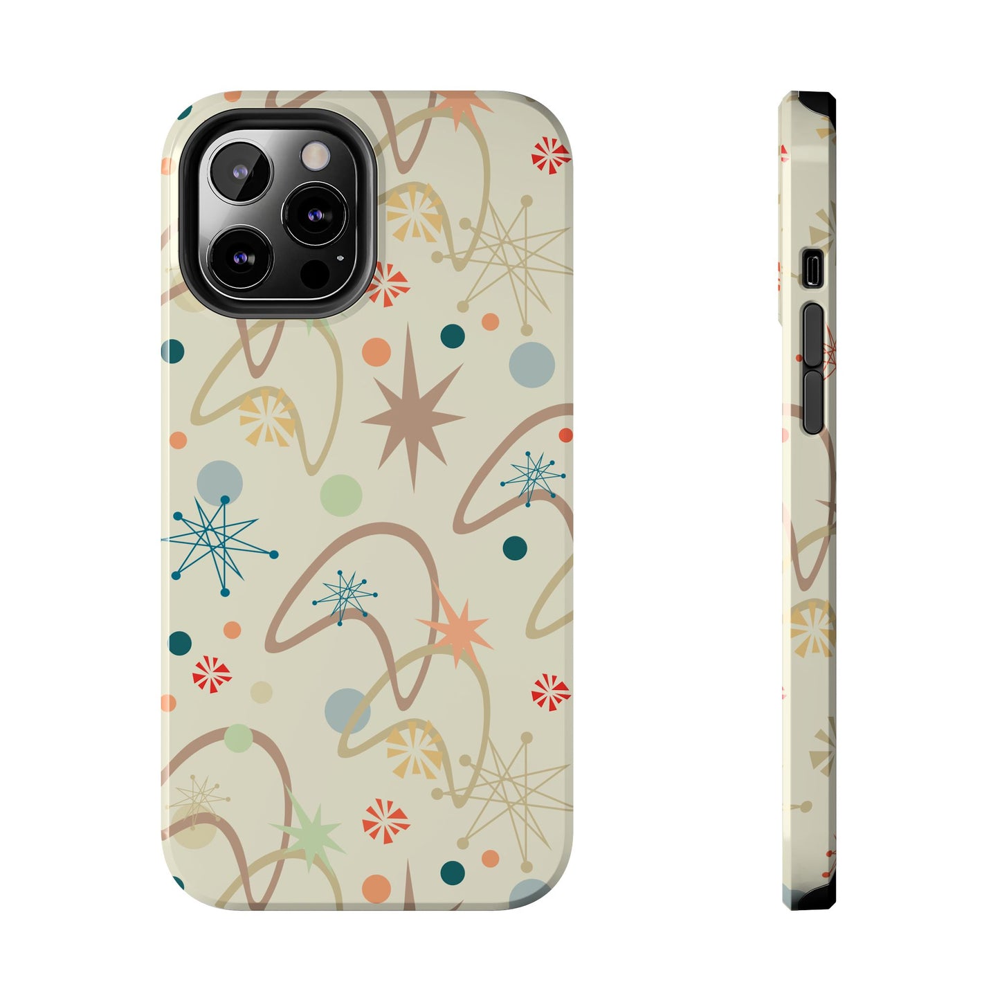 1950s Atomic Age Retro Pattern in Tan Tough iPhone Cases