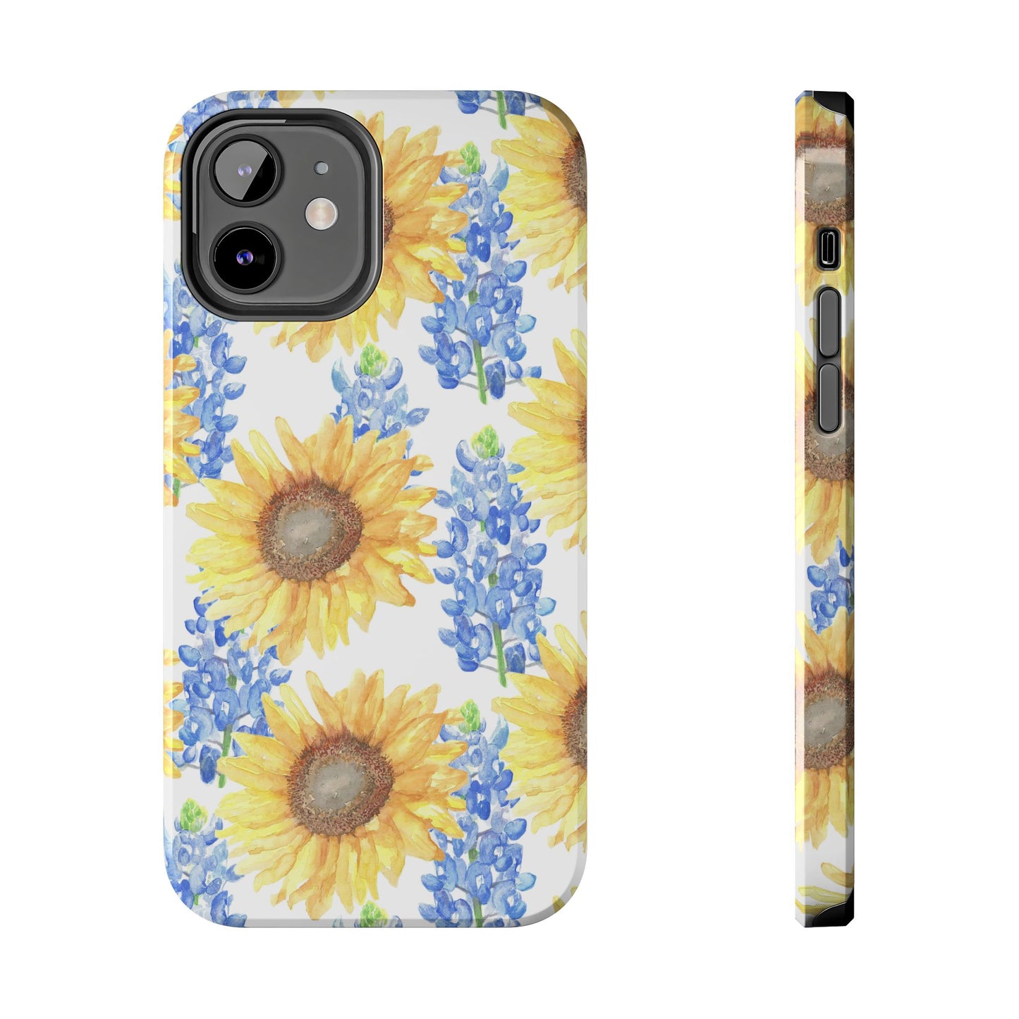 Sunflower and Bluebonnet Pattern Tough iPhone Cases