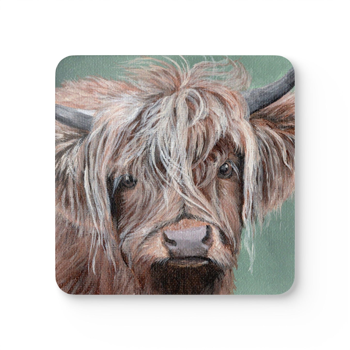 Highland Cow Cork Coaster Set — Rustic Farmhouse Drink Coasters (4-Pack)