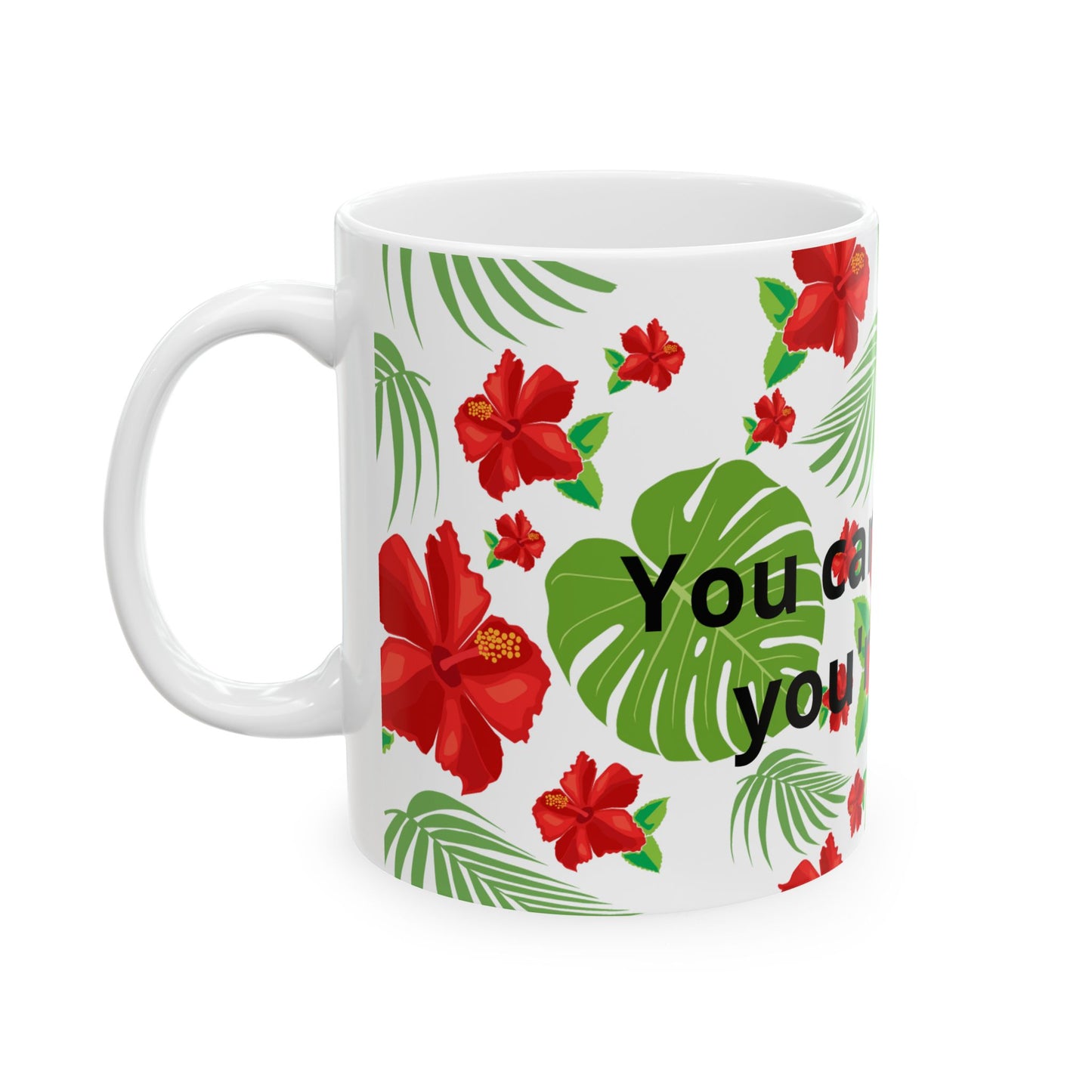 Tropical Hibiscus Mug — Floral Palm Leaf Coffee Cup (11oz/15oz)