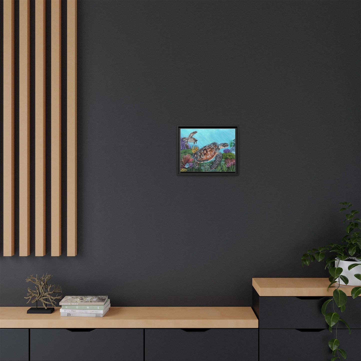 Sea Turtle Canvas Print — Framed Matte Ocean Wall Art