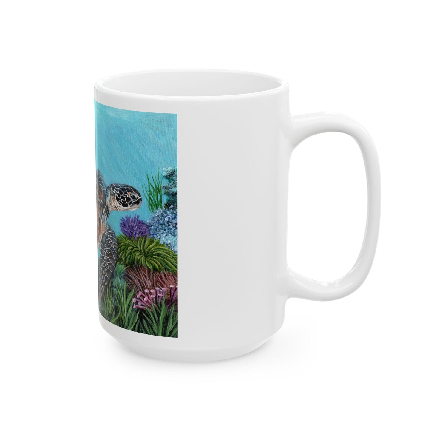 Sea Turtle Ceramic Mug — Ocean Reef Artwork Coffee Cup (11oz, 15oz)